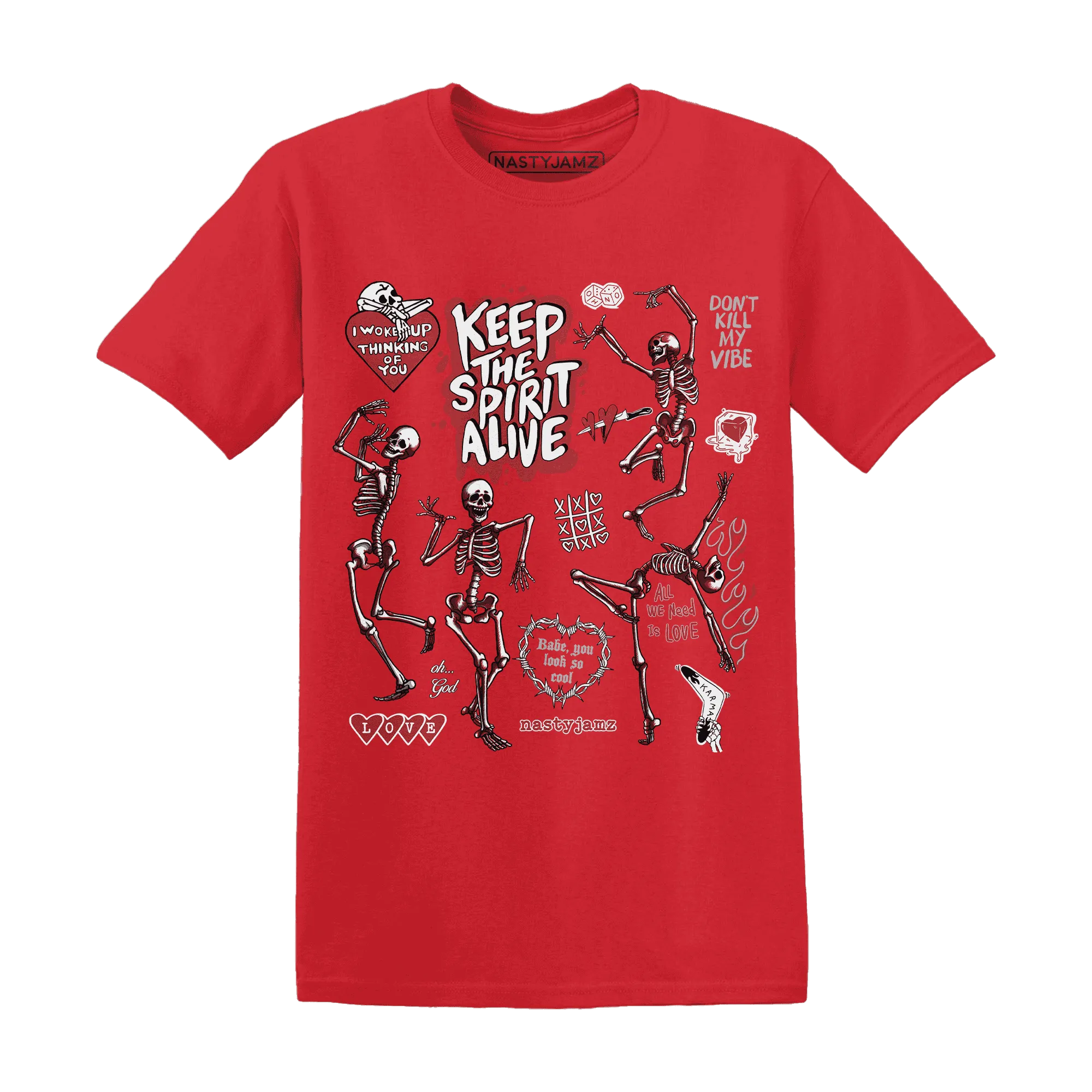 Black-Toe-Reimagined-Red-White-1s-T-Shirt-Match-Keep-The-Spirit-Alive