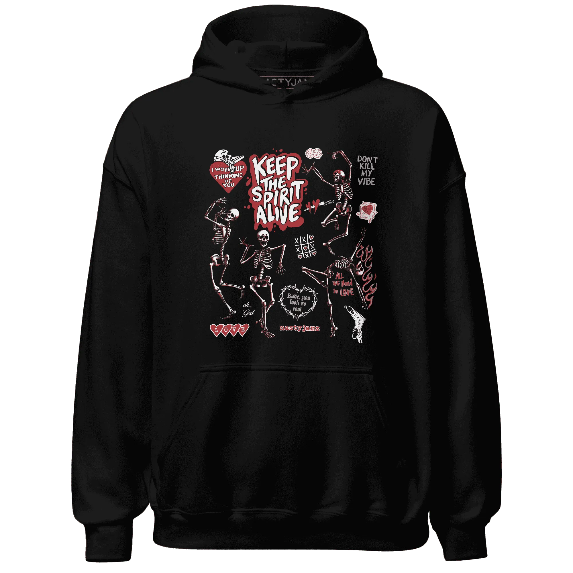 Black-Toe-Reimagined-Red-White-1s-Hoodie-Match-Keep-The-Spirit-Alive