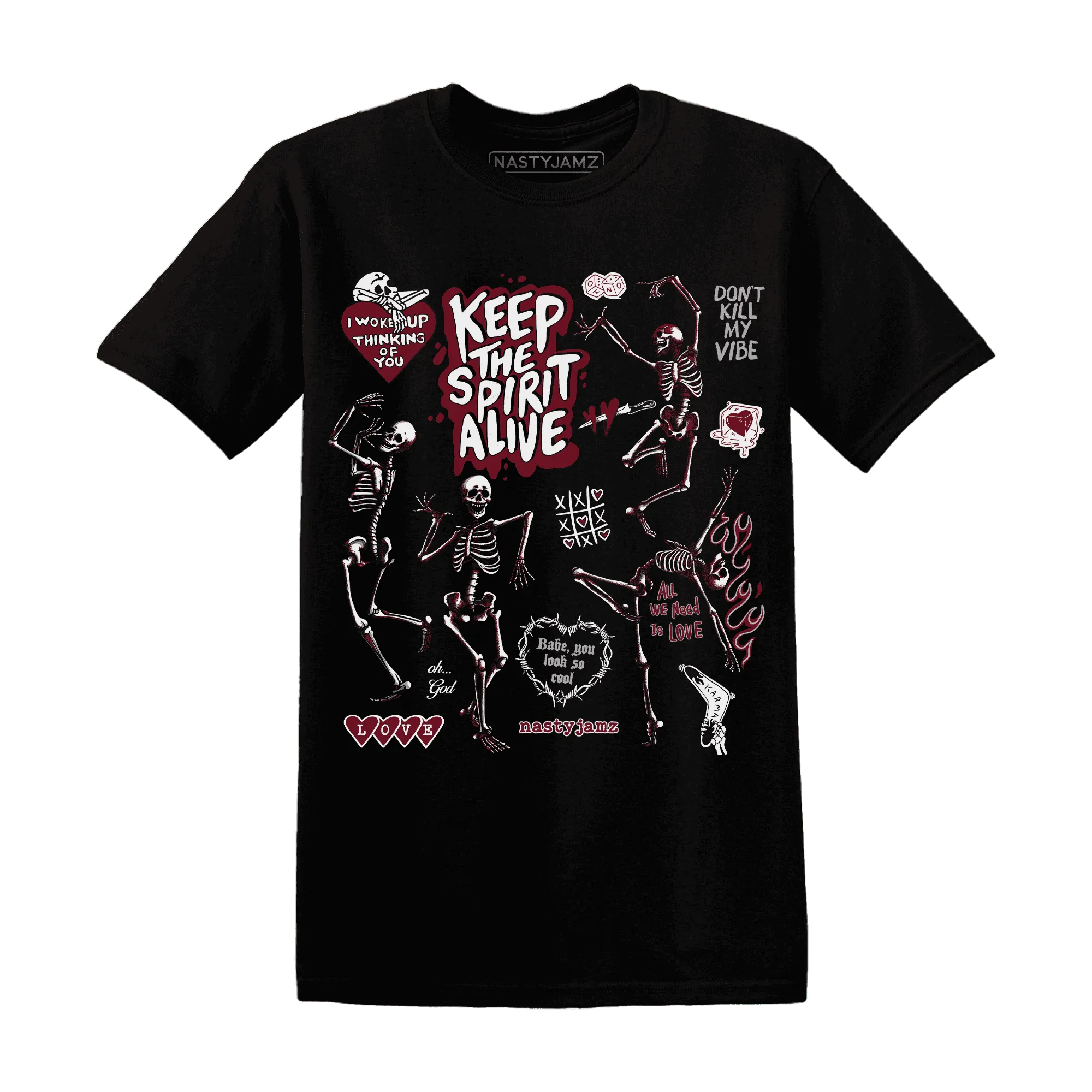 High-White-Team-Red-1s-NastyJamz-T-Shirt-Match-Keep-The-Spirit-Alive