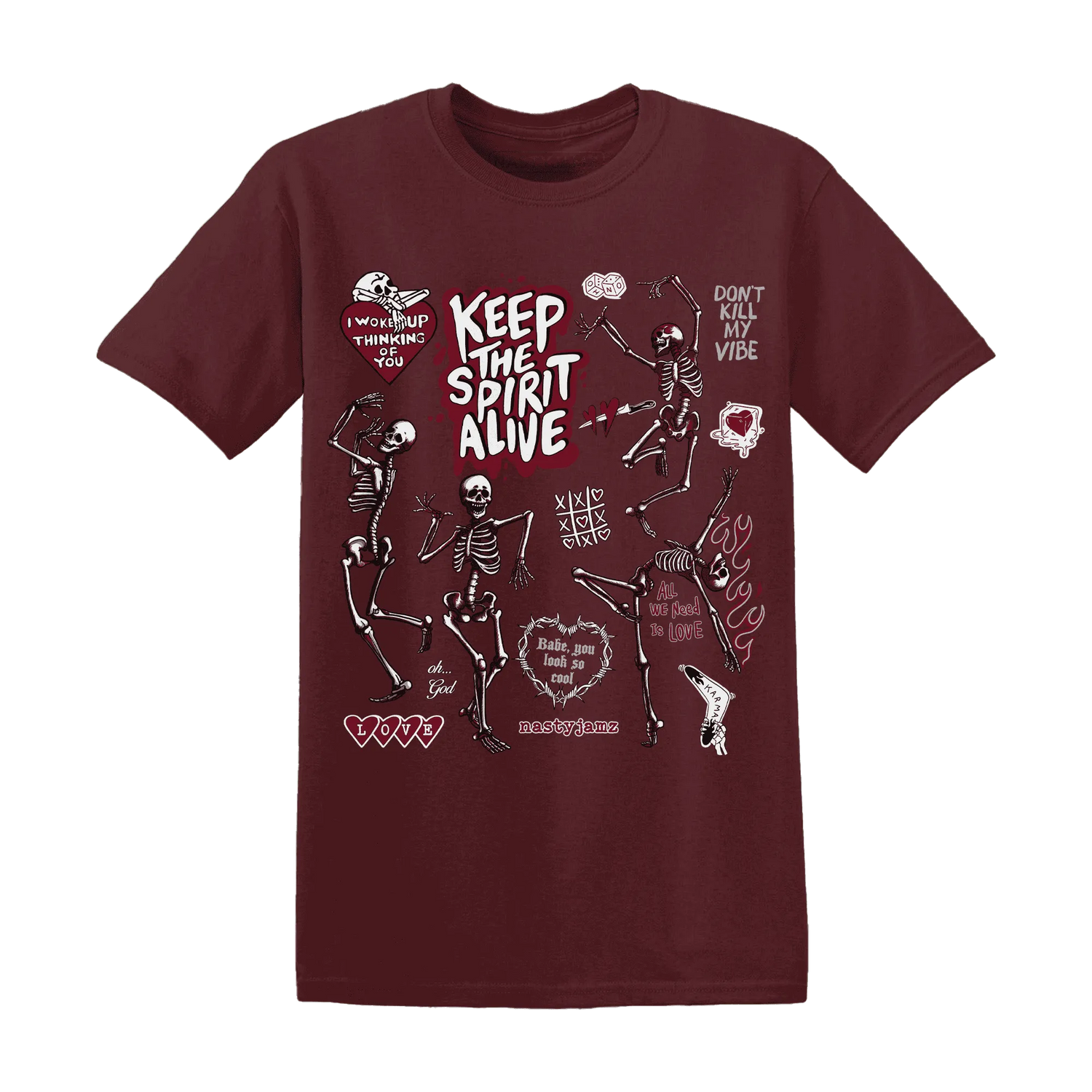 High-White-Team-Red-1s-NastyJamz-T-Shirt-Match-Keep-The-Spirit-Alive
