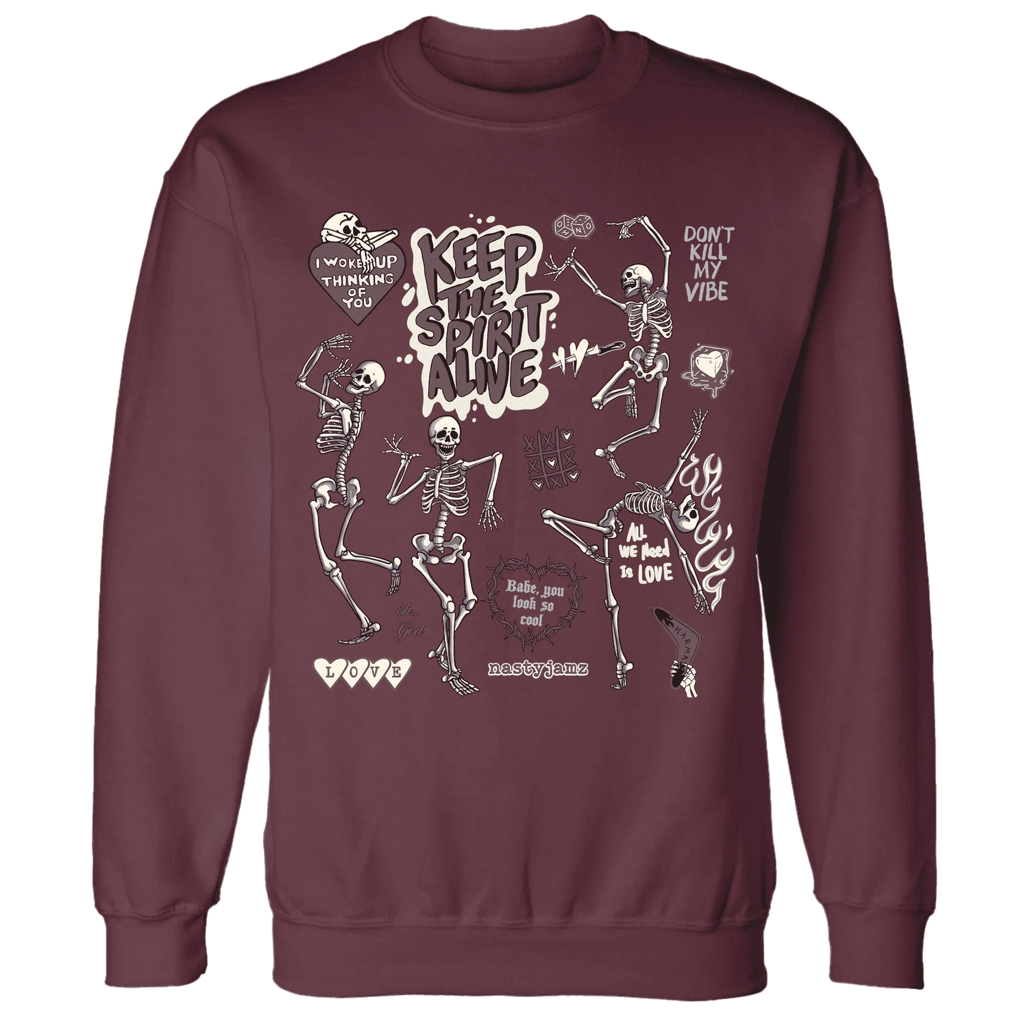 Burgundy-Crush-3s-NastyJamz-Sweatshirt-Match-Keep-The-Spirit-Alive