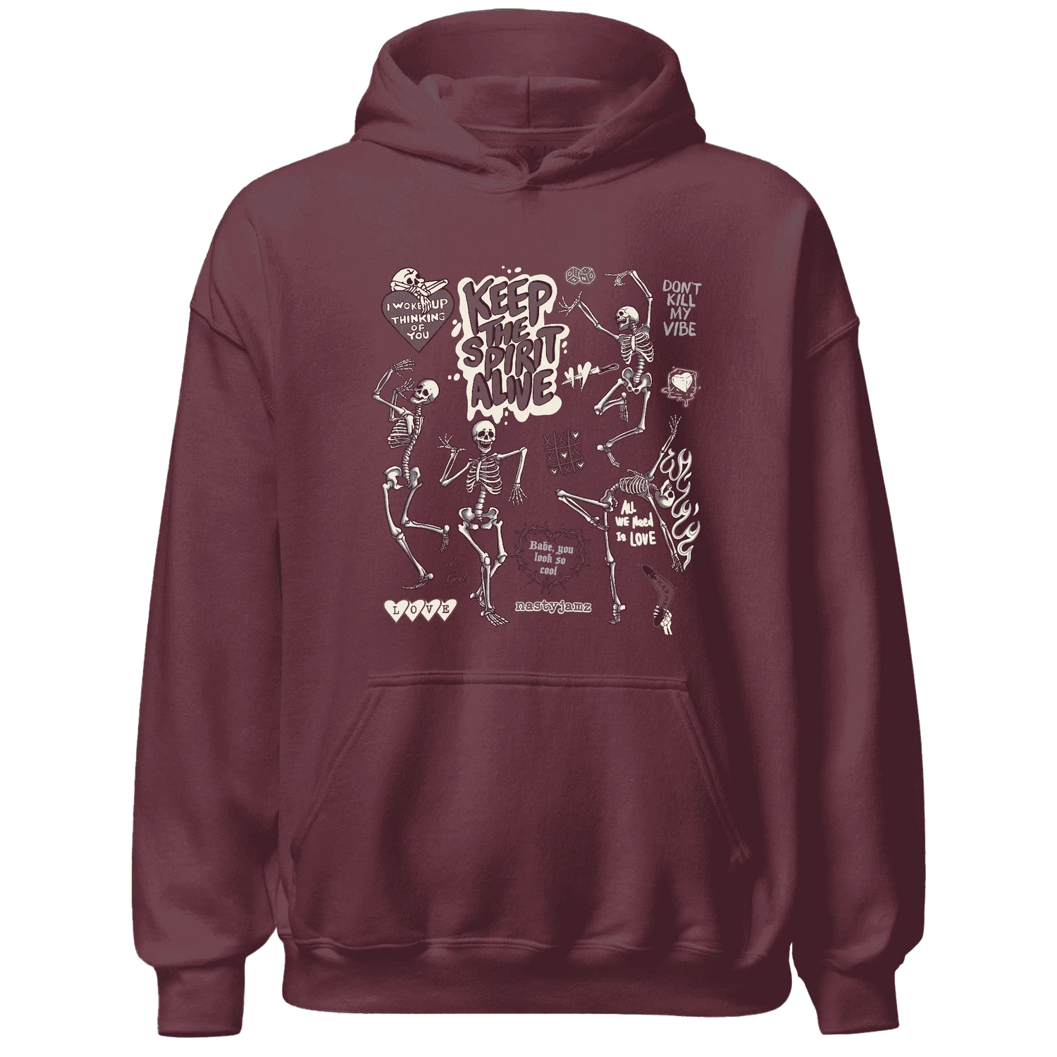 Burgundy-Crush-3s-NastyJamz-Hoodie-Match-Keep-The-Spirit-Alive