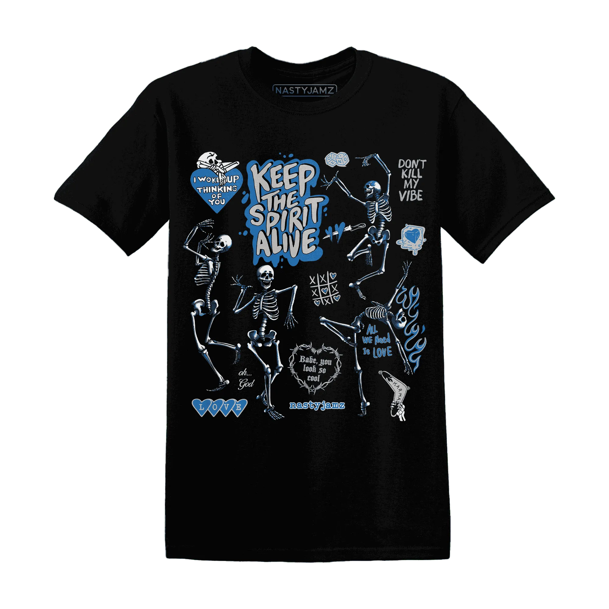 Industrial-Blue-4s-NastyJamz-T-Shirt-Match-Keep-The-Spirit-Alive