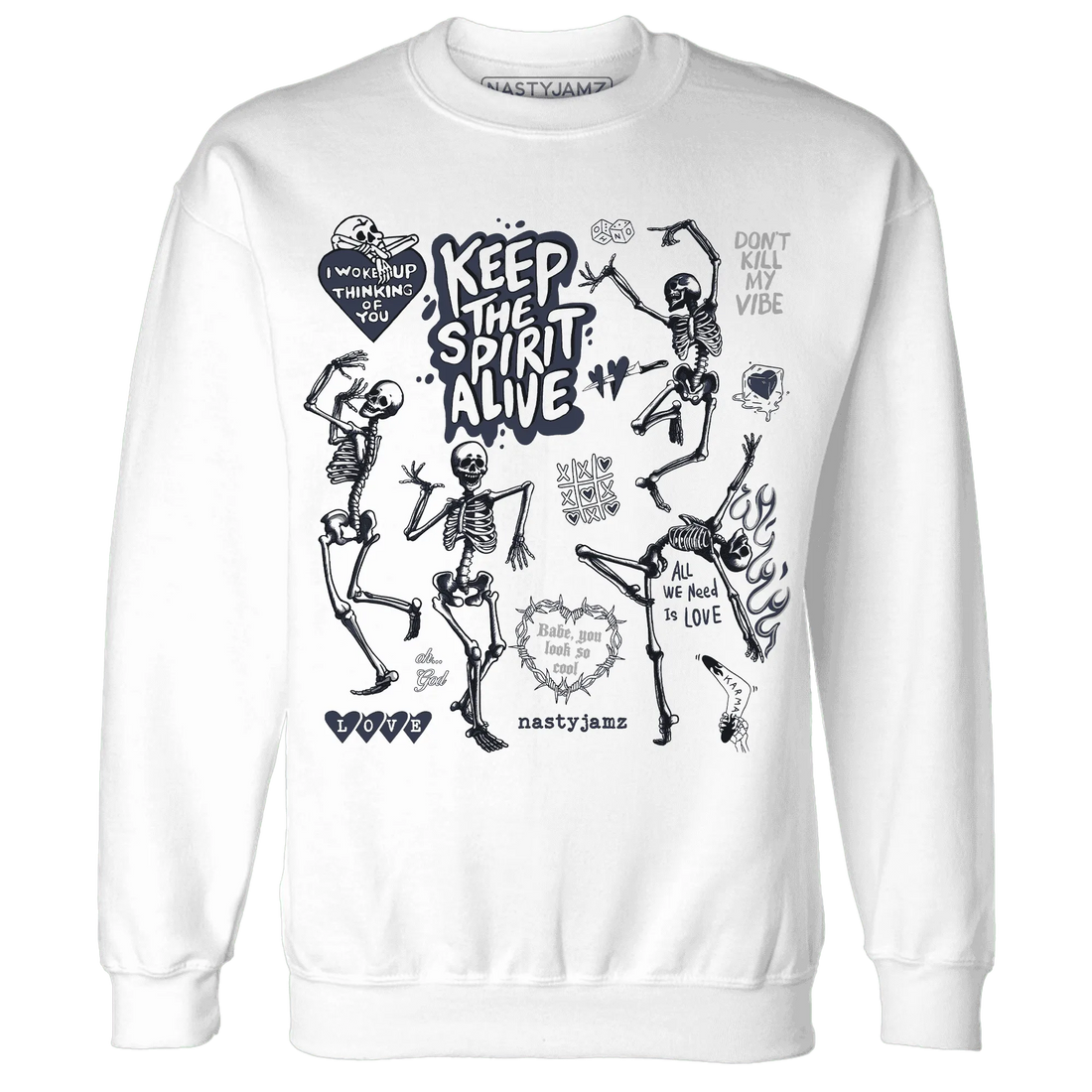 White-Navy-6s-NastyJamz-Sweatshirt-Match-Keep-The-Spirit-Alive