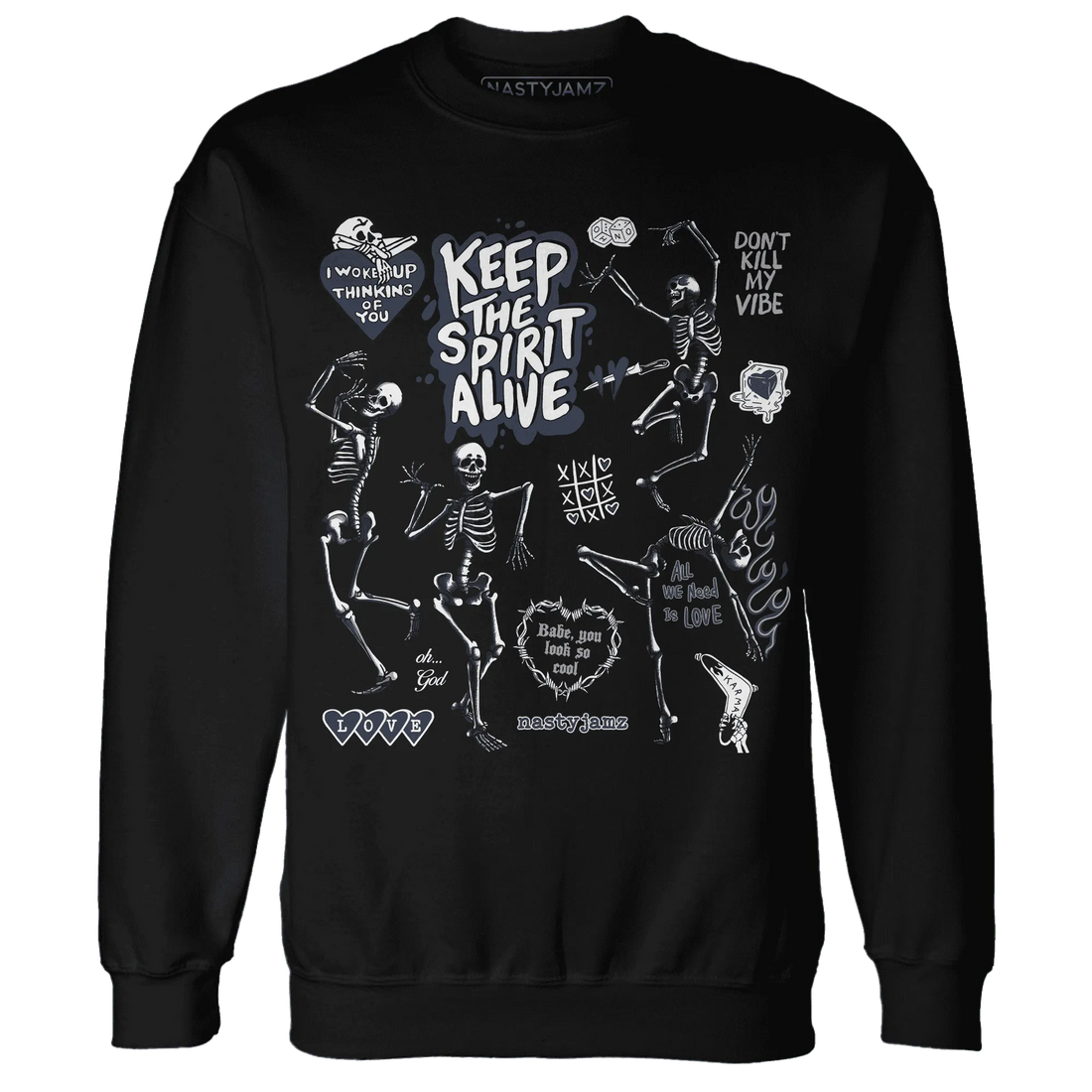 White-Navy-6s-NastyJamz-Sweatshirt-Match-Keep-The-Spirit-Alive