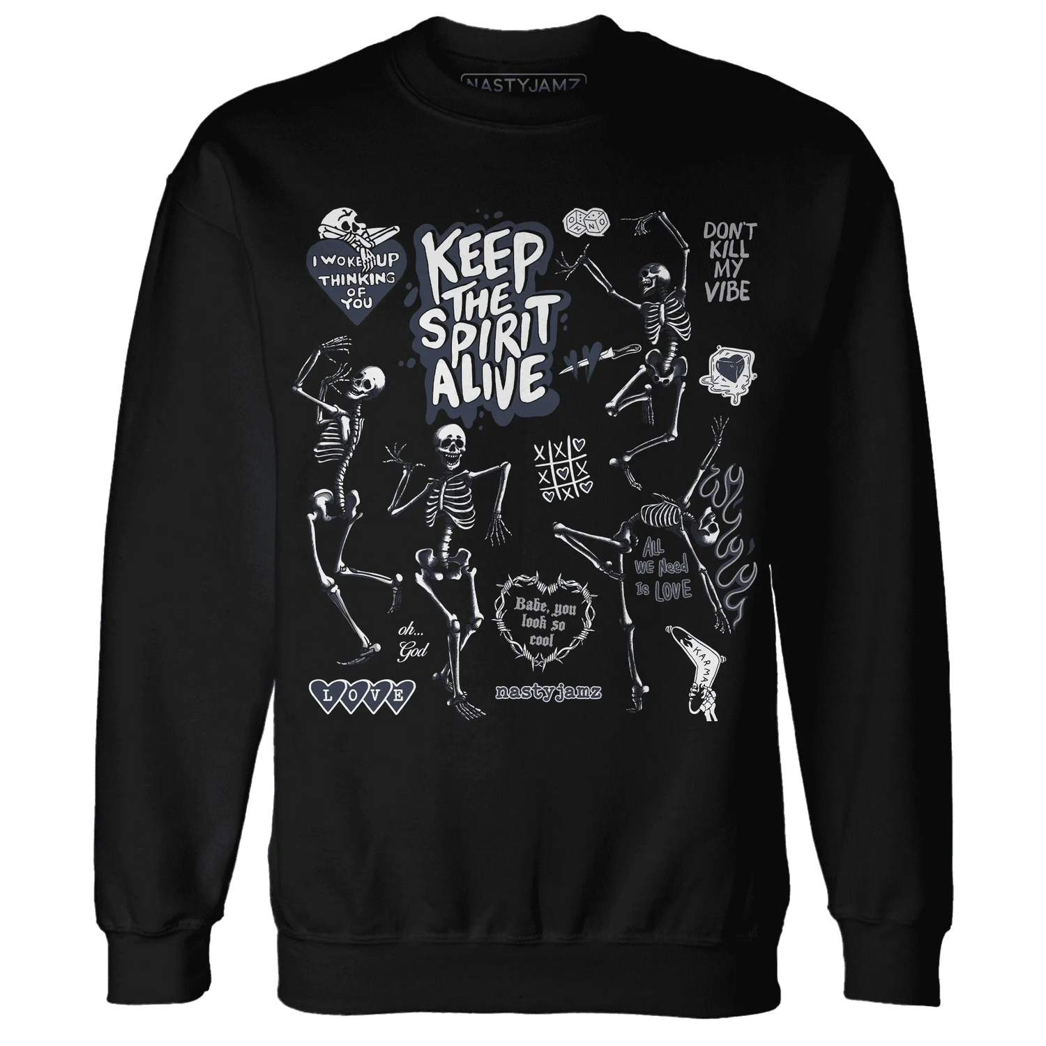 White-Navy-6s-NastyJamz-Sweatshirt-Match-Keep-The-Spirit-Alive