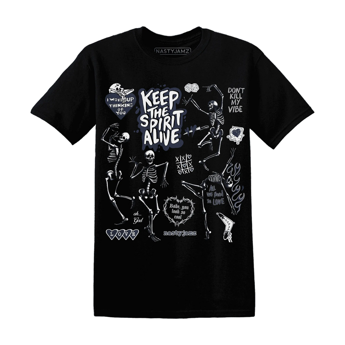 White-Navy-6s-NastyJamz-T-Shirt-Match-Keep-The-Spirit-Alive