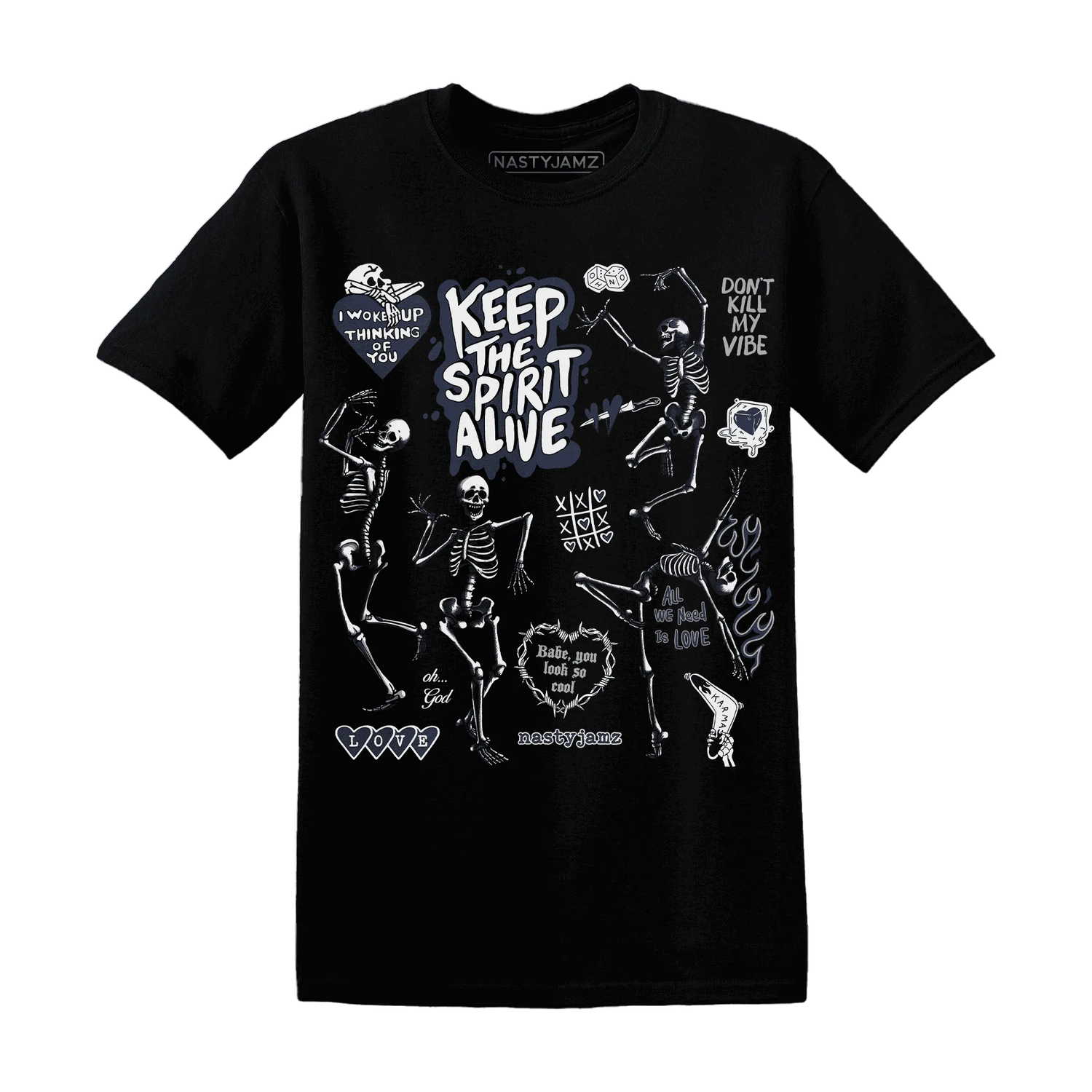 White-Navy-6s-NastyJamz-T-Shirt-Match-Keep-The-Spirit-Alive