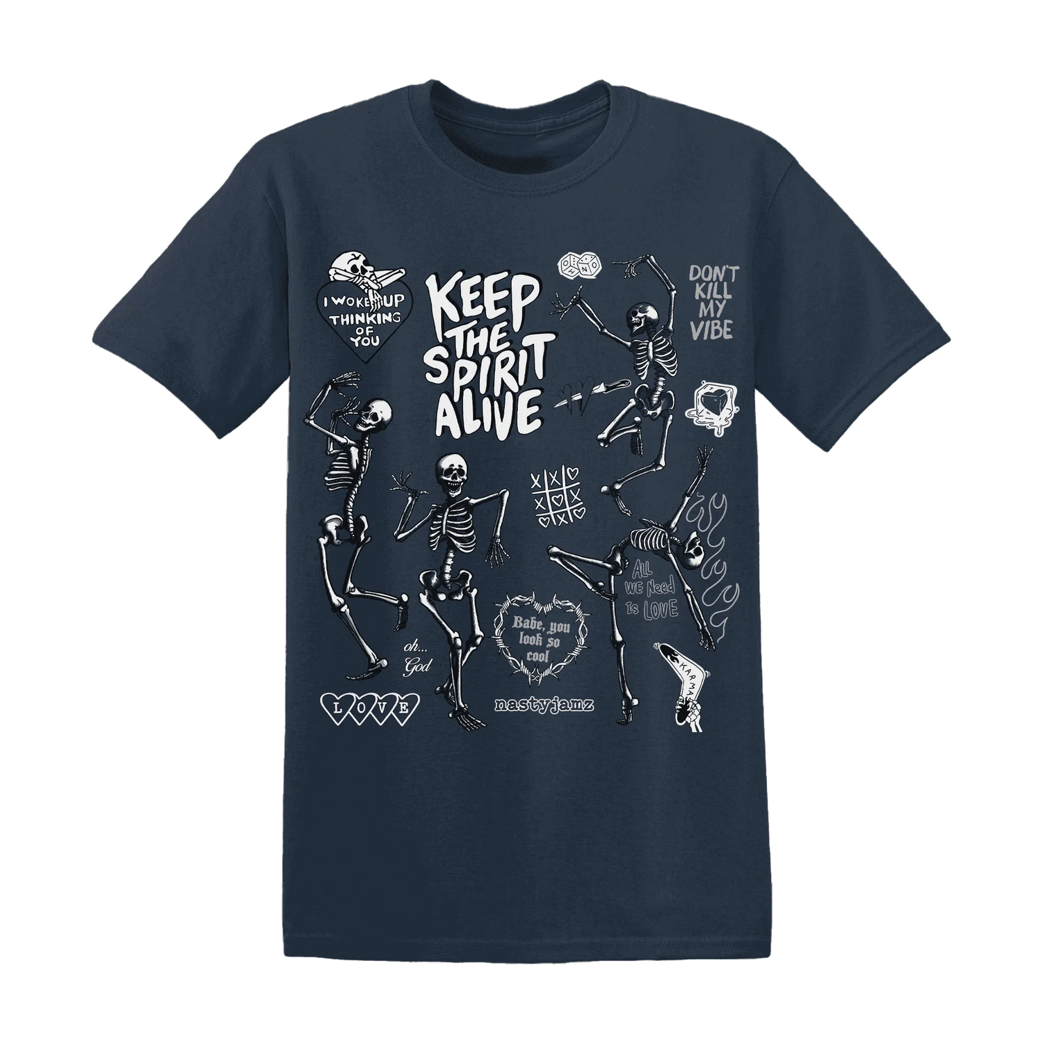 White-Navy-6s-NastyJamz-T-Shirt-Match-Keep-The-Spirit-Alive