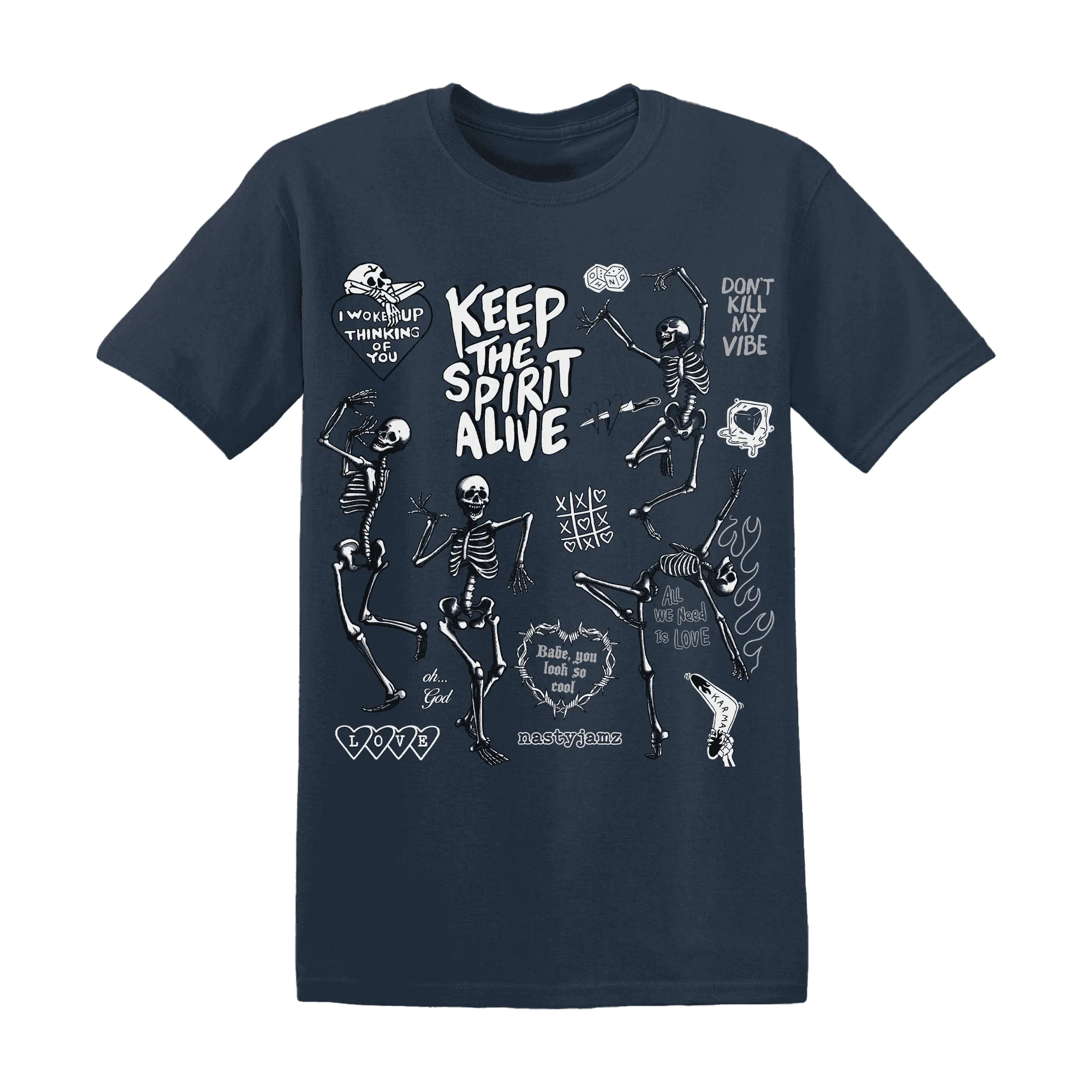 White-Navy-6s-NastyJamz-T-Shirt-Match-Keep-The-Spirit-Alive