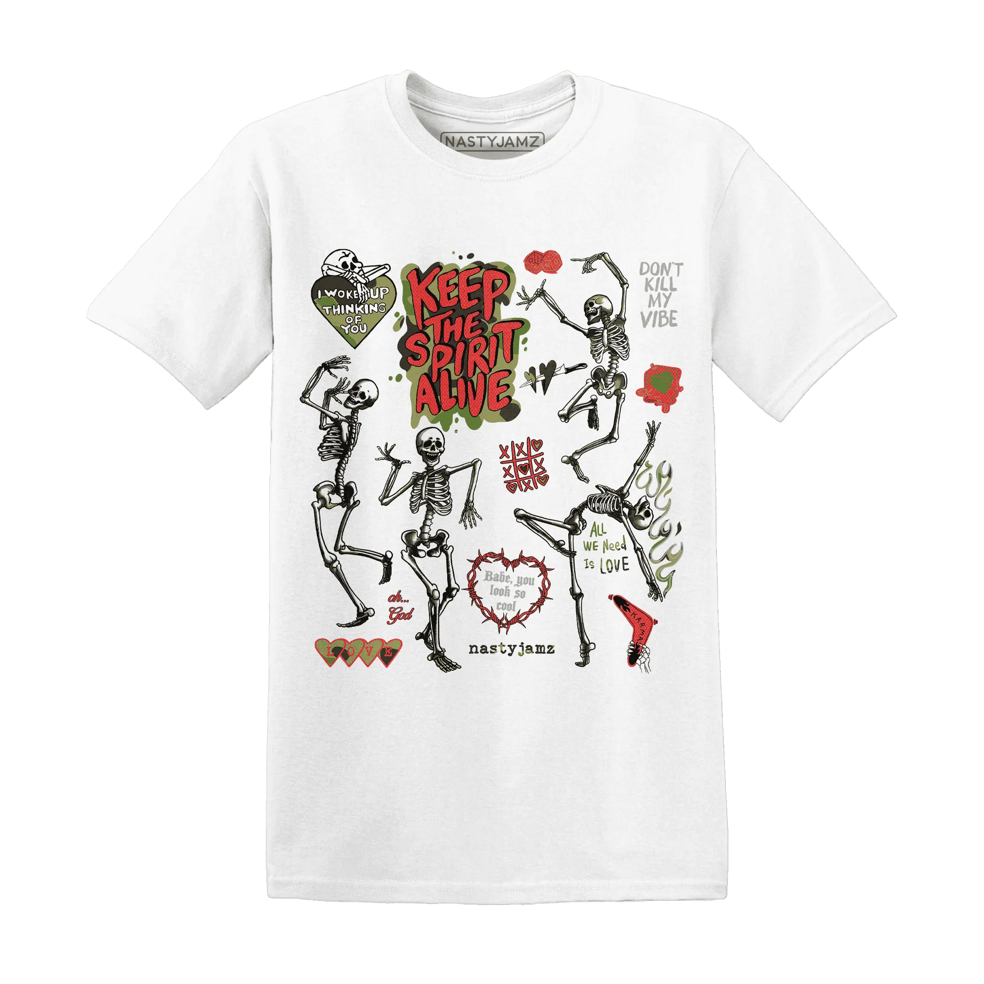 AM-90-Dark-Sage-Solar-Red-T-Shirt-Match-Keep-The-Spirit-Alive