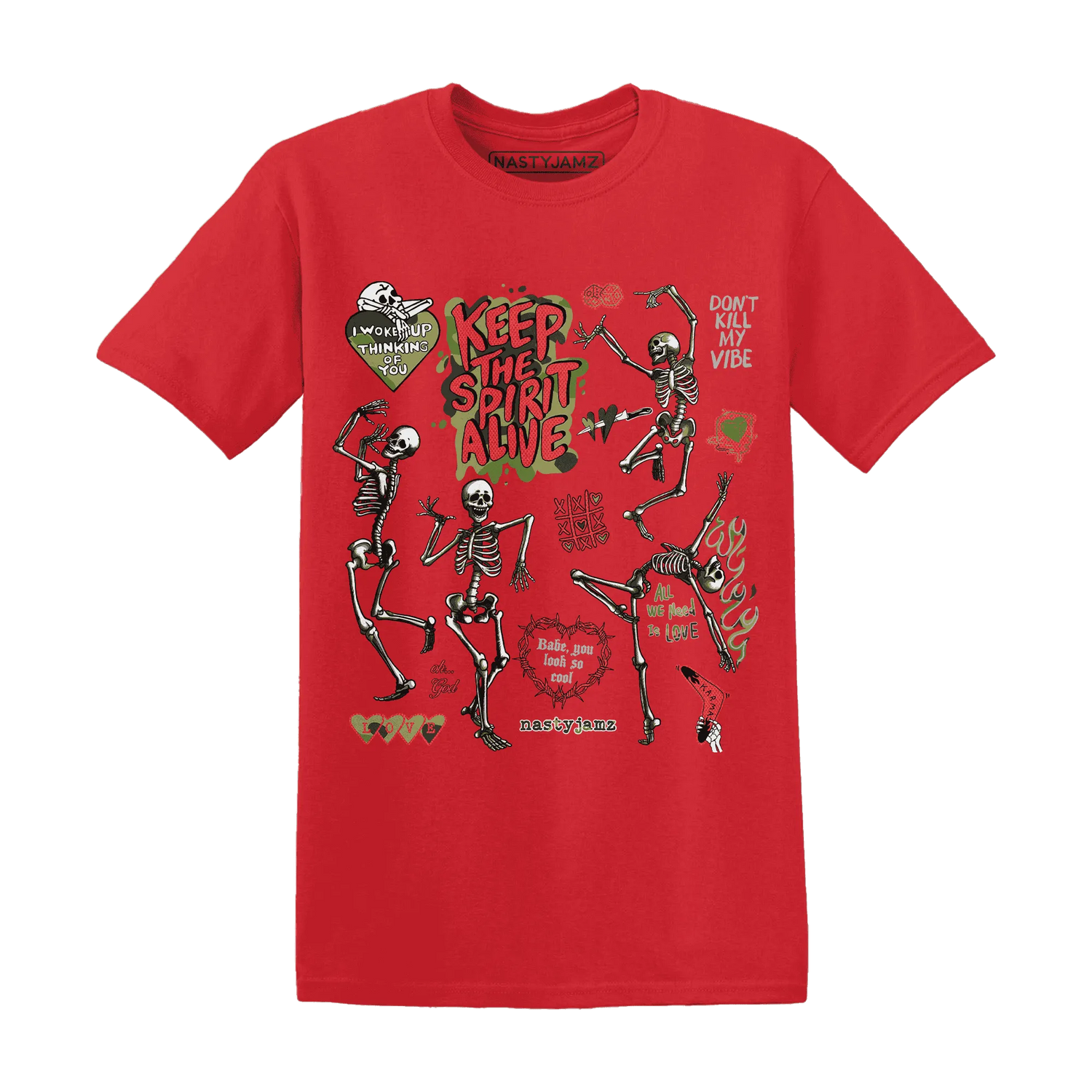 AM-90-Dark-Sage-Solar-Red-T-Shirt-Match-Keep-The-Spirit-Alive