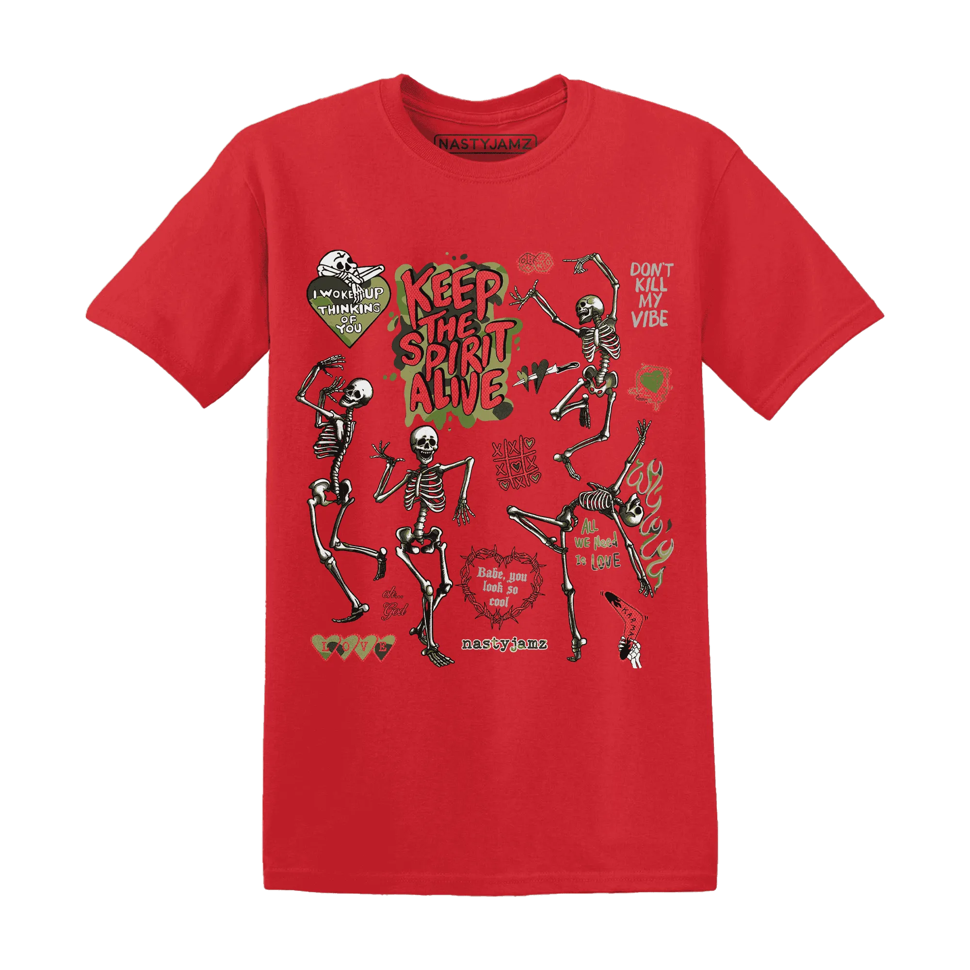 AM-90-Dark-Sage-Solar-Red-T-Shirt-Match-Keep-The-Spirit-Alive