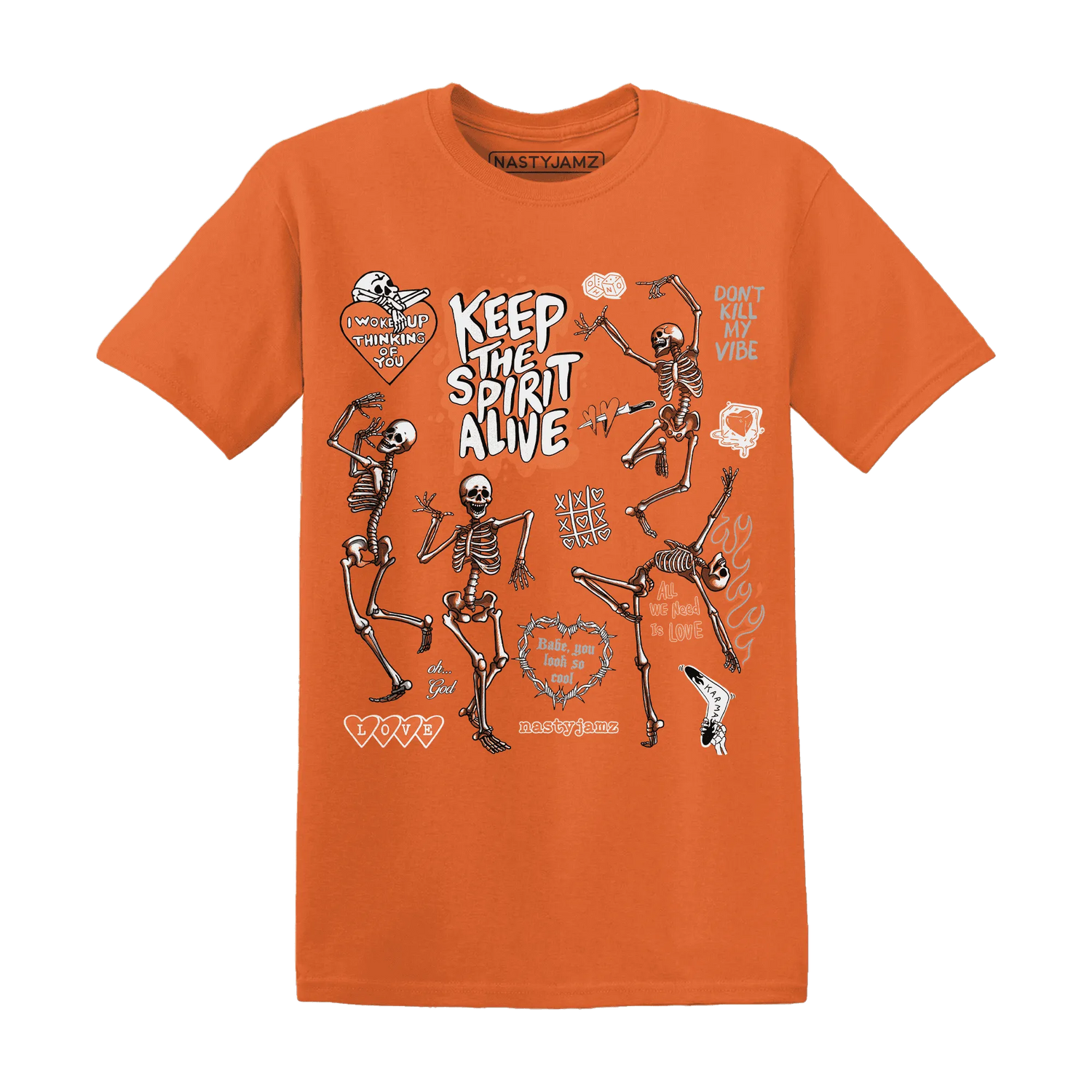 AM-TW-White-Orange-NastyJamz-T-Shirt-Match-Keep-The-Spirit-Alive