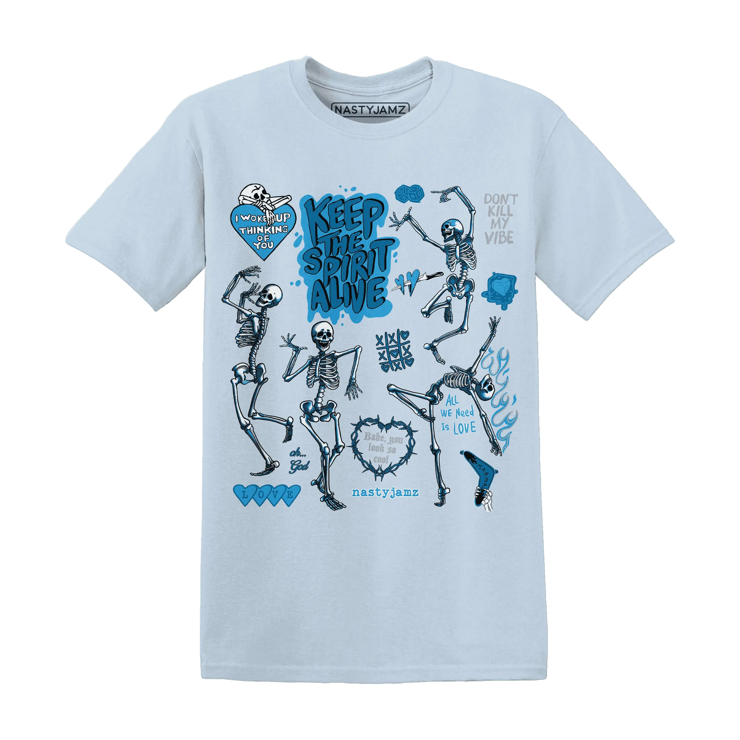 Powder-Blue-9s-NastyJamz-T-Shirt-Match-Keep-The-Spirit-Alive