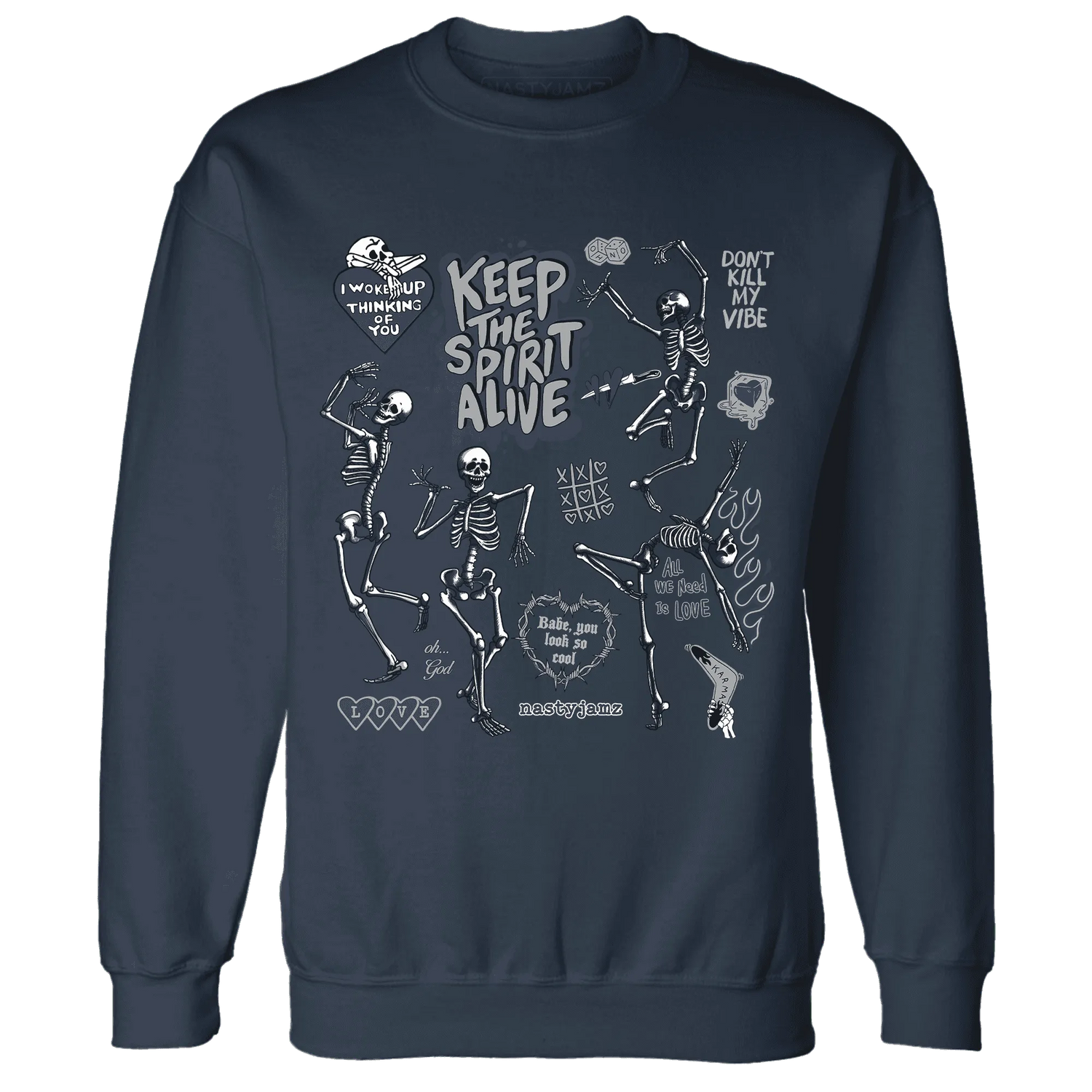 VaporMax-Plus-Midnight-Navy-White-Metallic-Silver-Sweatshirt-Match-Keep-The-Spirit-Alive
