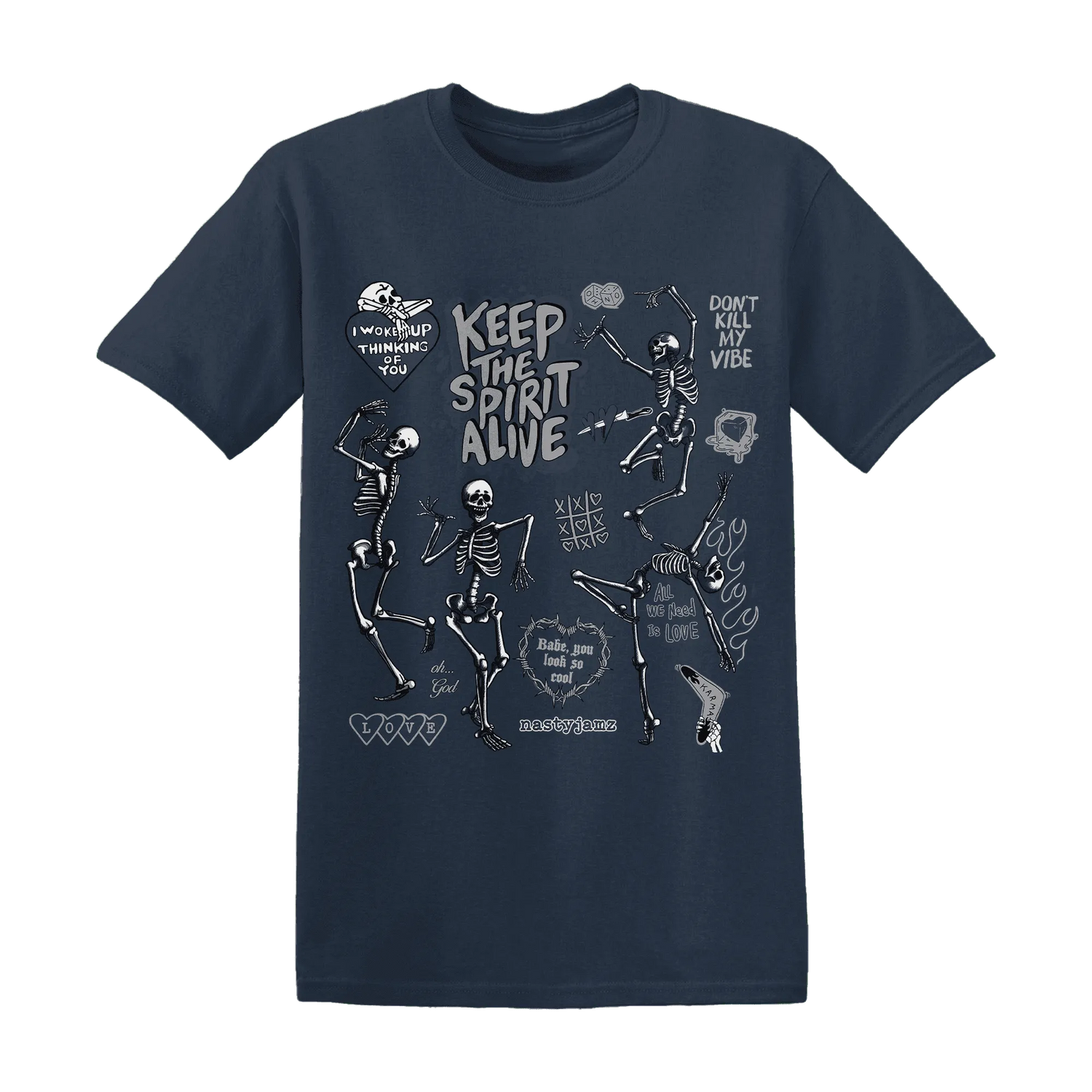 VaporMax-Plus-Midnight-Navy-White-Metallic-Silver-T-Shirt-Match-Keep-The-Spirit-Alive