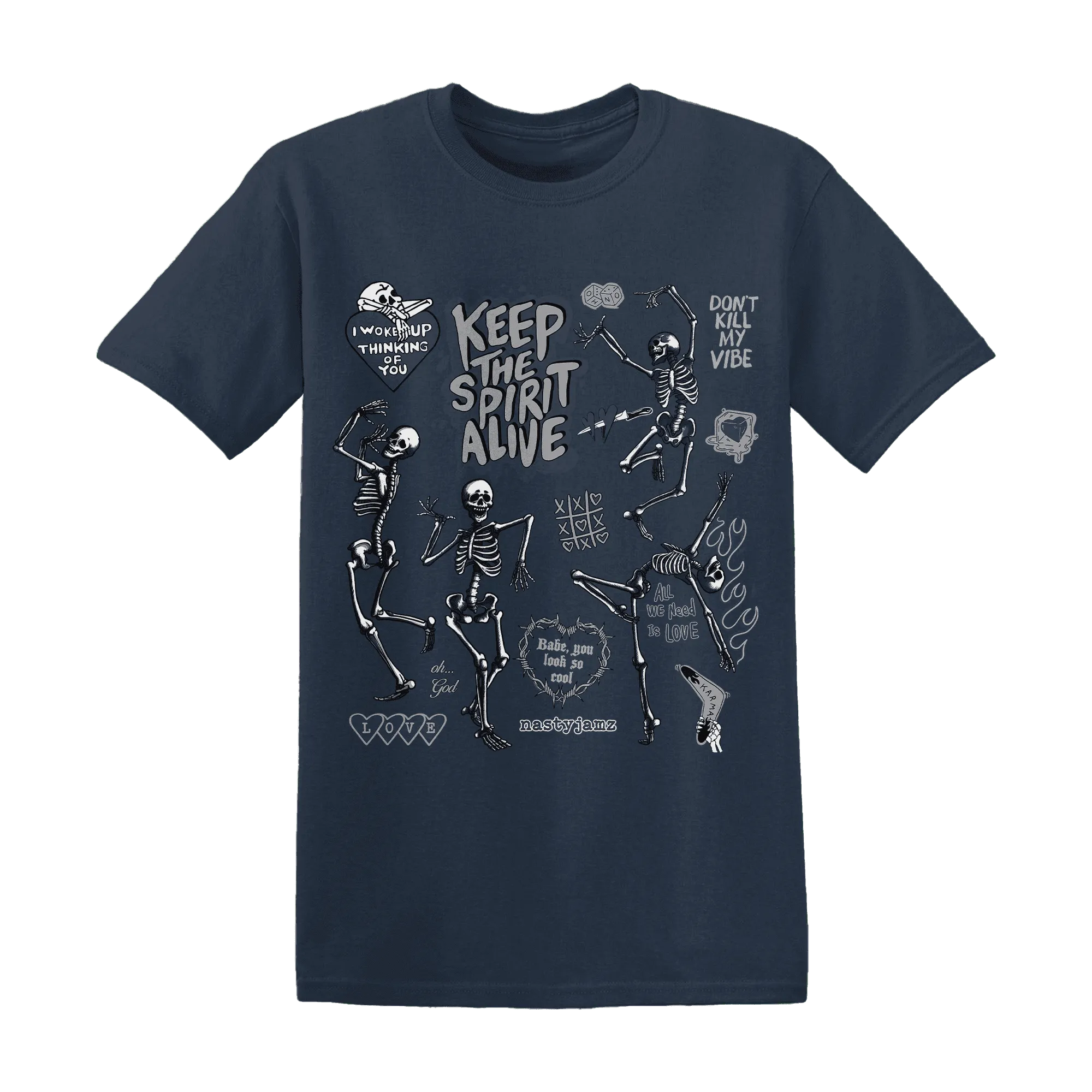 VaporMax-Plus-Midnight-Navy-White-Metallic-Silver-T-Shirt-Match-Keep-The-Spirit-Alive