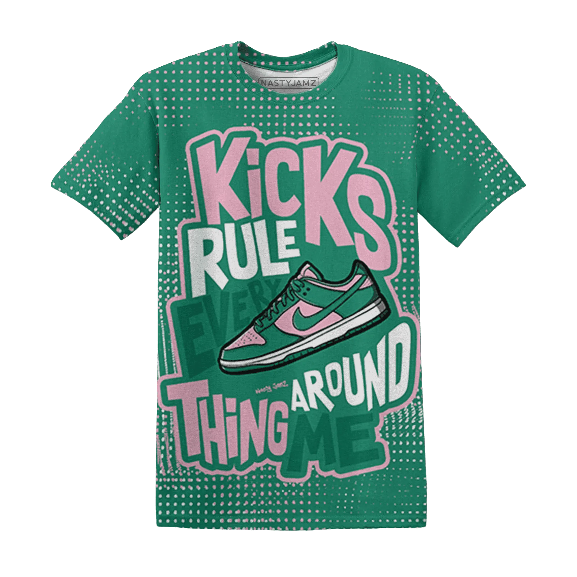Dunk-Pink-Malachite-Medium-Soft-Low-Sail-T-Shirt-Match-Kicks-Rule-3D