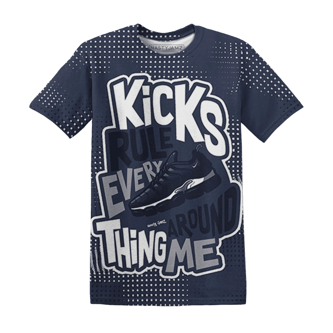 VaporMax-Plus-Midnight-Navy-White-Metallic-Silver-NastyJamz-T-Shirt-Match-Kicks-Rule-3D