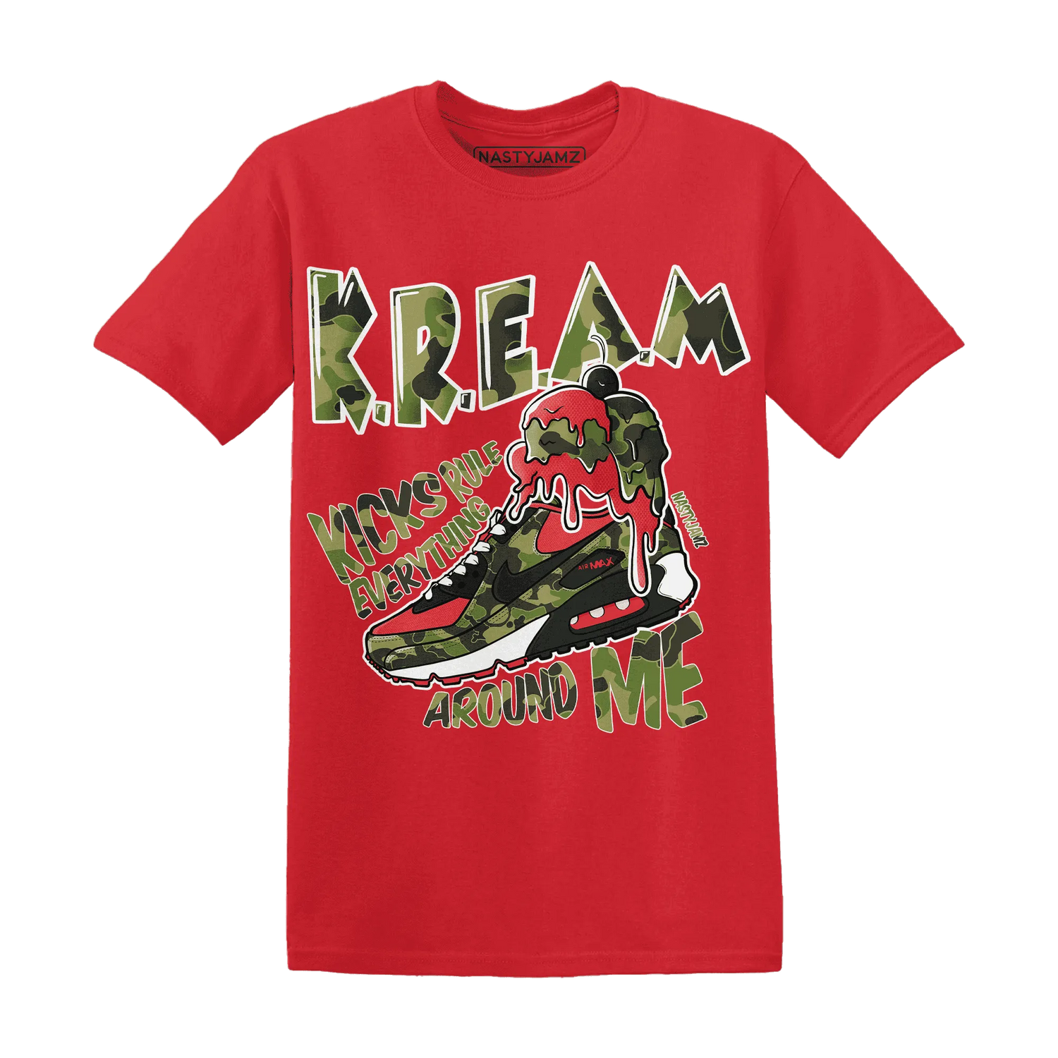 AM-90-Dark-Sage-Solar-Red-T-Shirt-Match-Kream-Sneaker