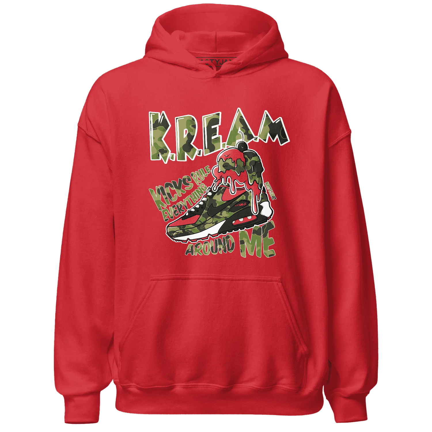 AM-90-Dark-Sage-Solar-Red-Hoodie-Match-Kream-Sneaker