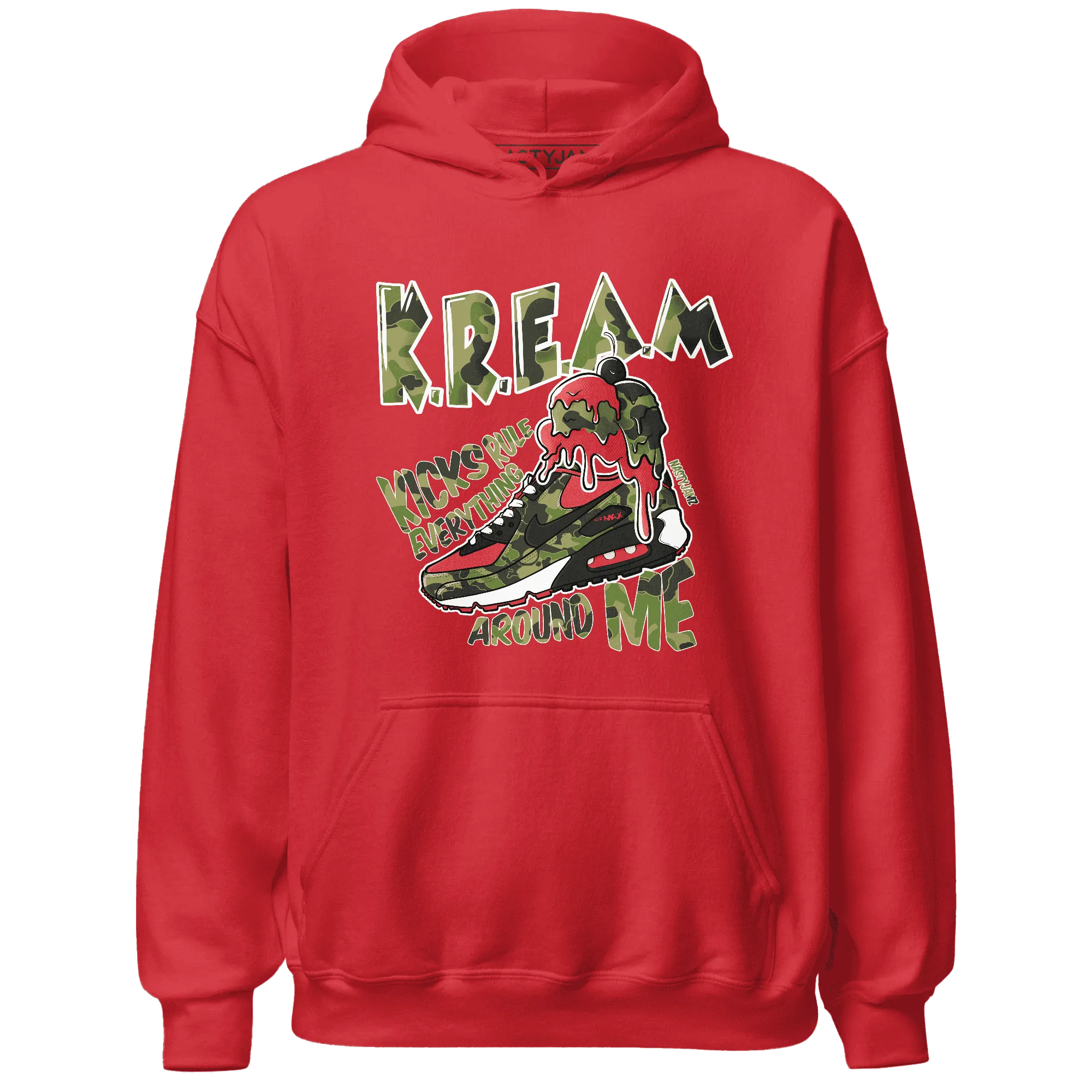 AM-90-Dark-Sage-Solar-Red-Hoodie-Match-Kream-Sneaker