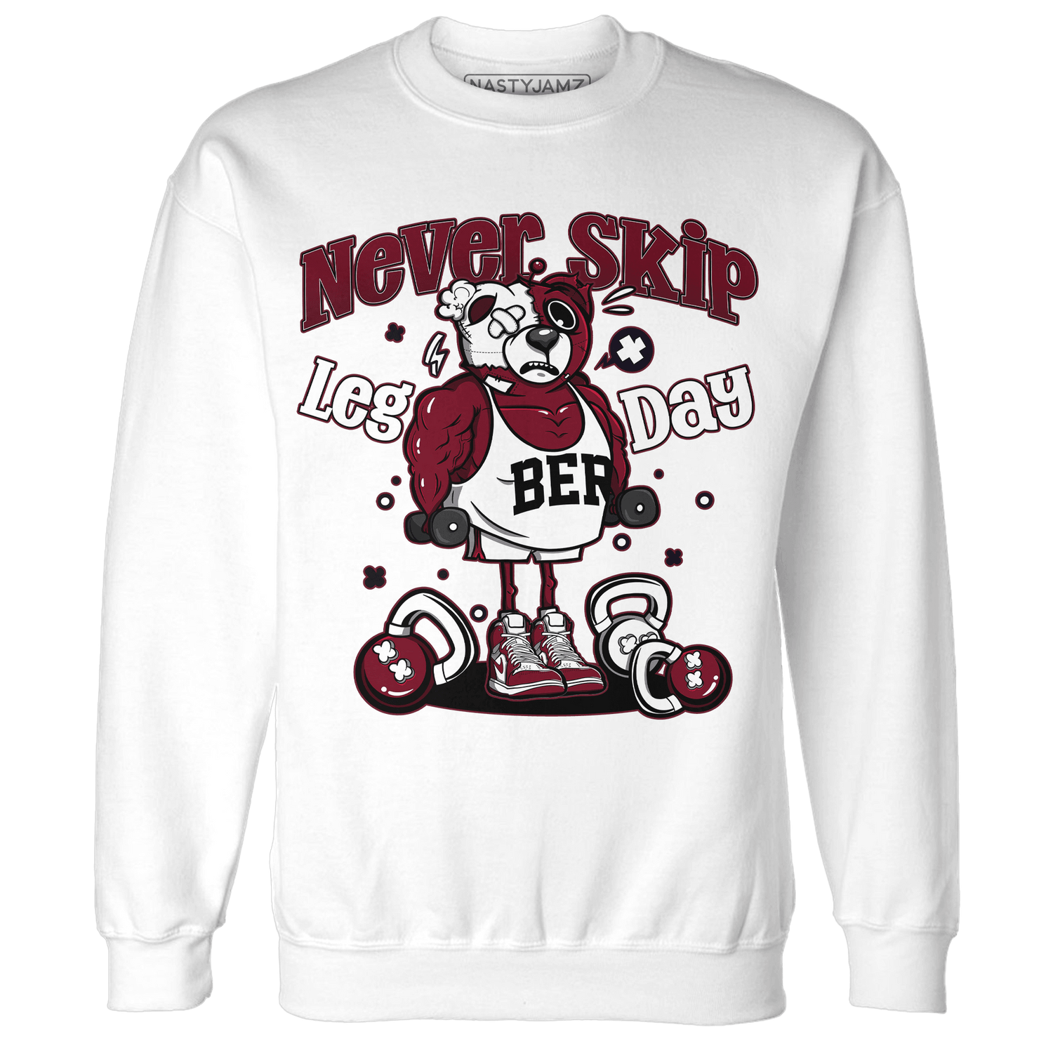 High White Team Red 1s Sweatshirt Match Leg Day BER - NastyJamz