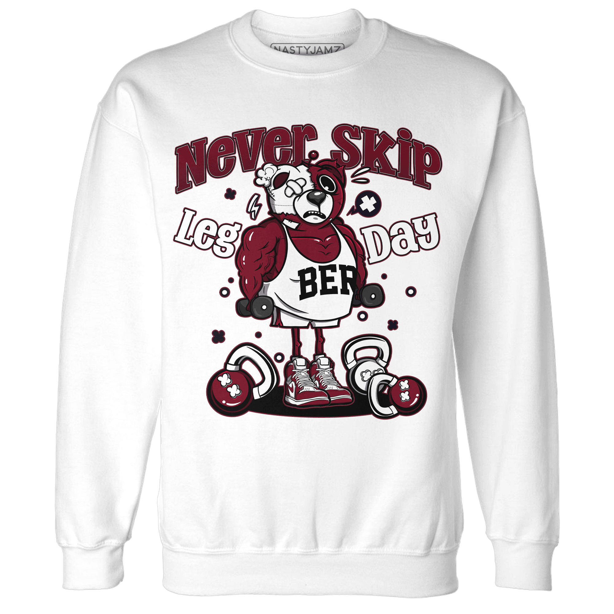 High White Team Red 1s Sweatshirt Match Leg Day BER - NastyJamz