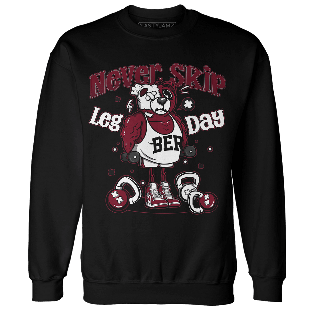 High White Team Red 1s Sweatshirt Match Leg Day BER - NastyJamz