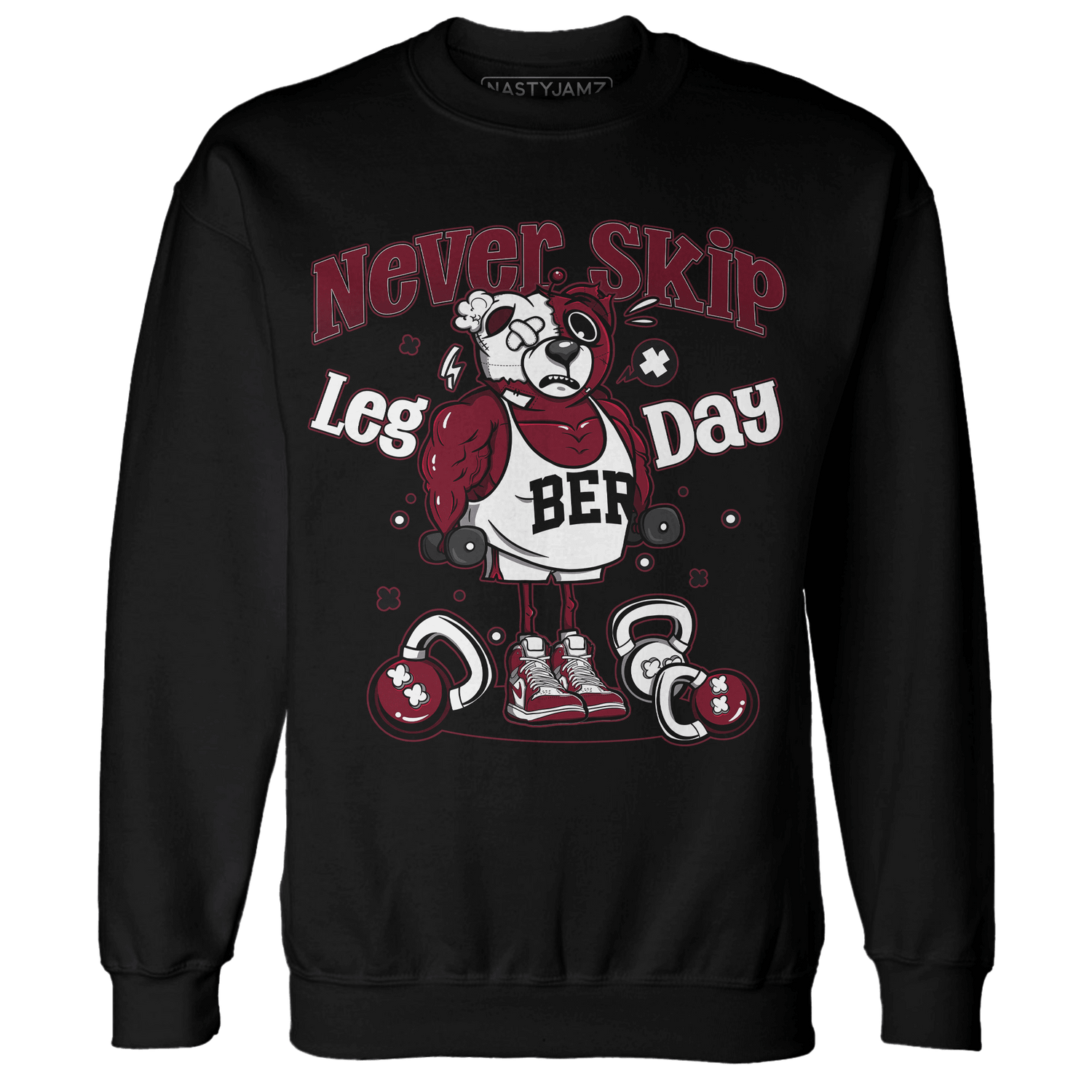 High White Team Red 1s Sweatshirt Match Leg Day BER - NastyJamz