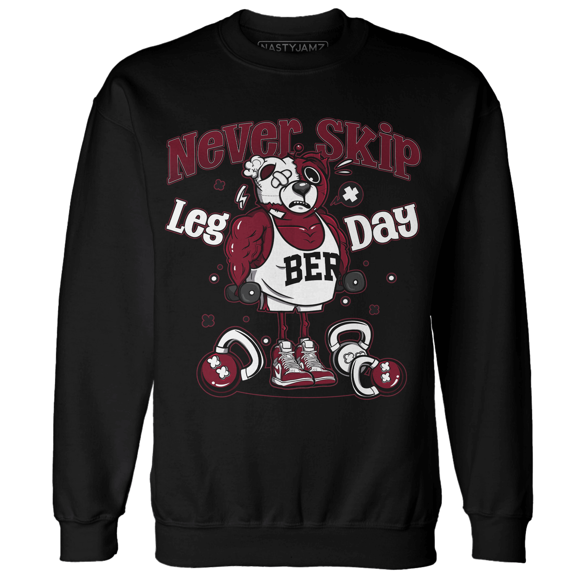 High White Team Red 1s Sweatshirt Match Leg Day BER - NastyJamz