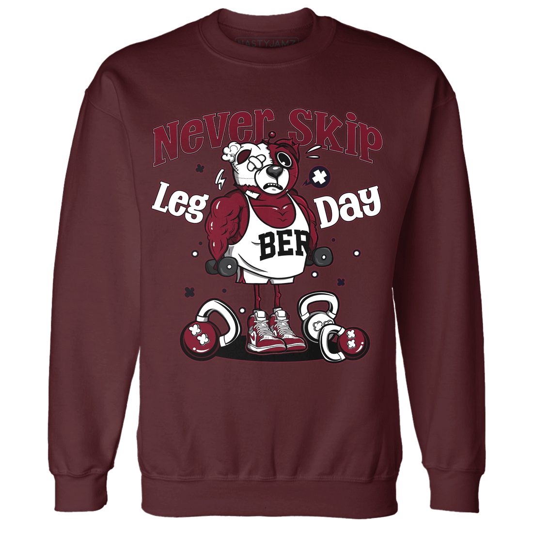 High White Team Red 1s Sweatshirt Match Leg Day BER - NastyJamz