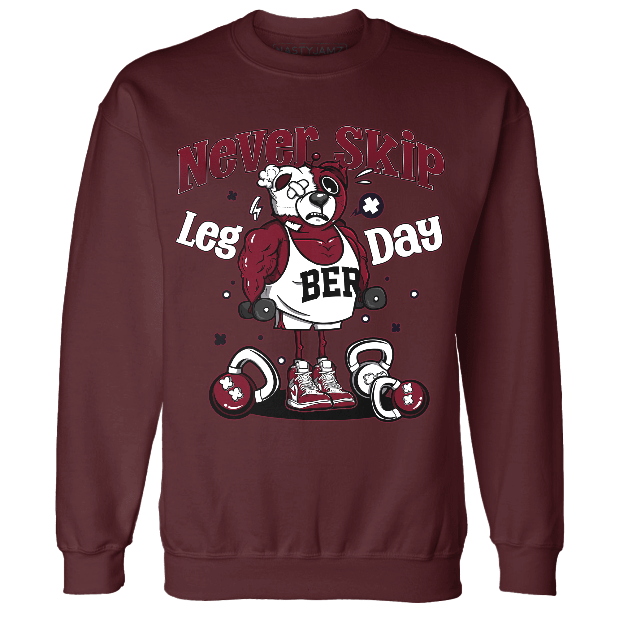 High White Team Red 1s Sweatshirt Match Leg Day BER - NastyJamz