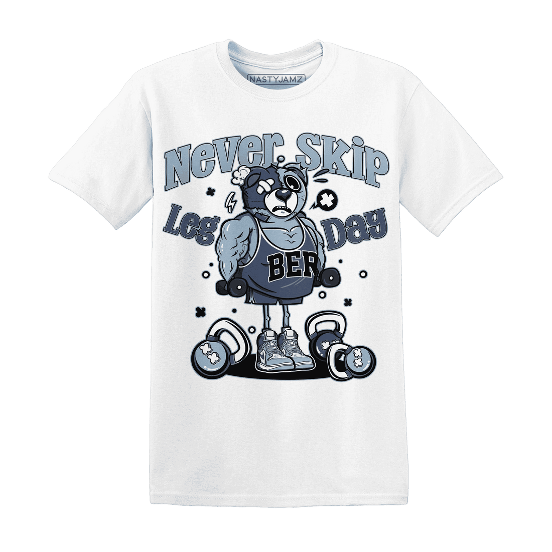 Mid Diffused Blue Grey 1s T Shirt Match Leg Day BER - NastyJamz