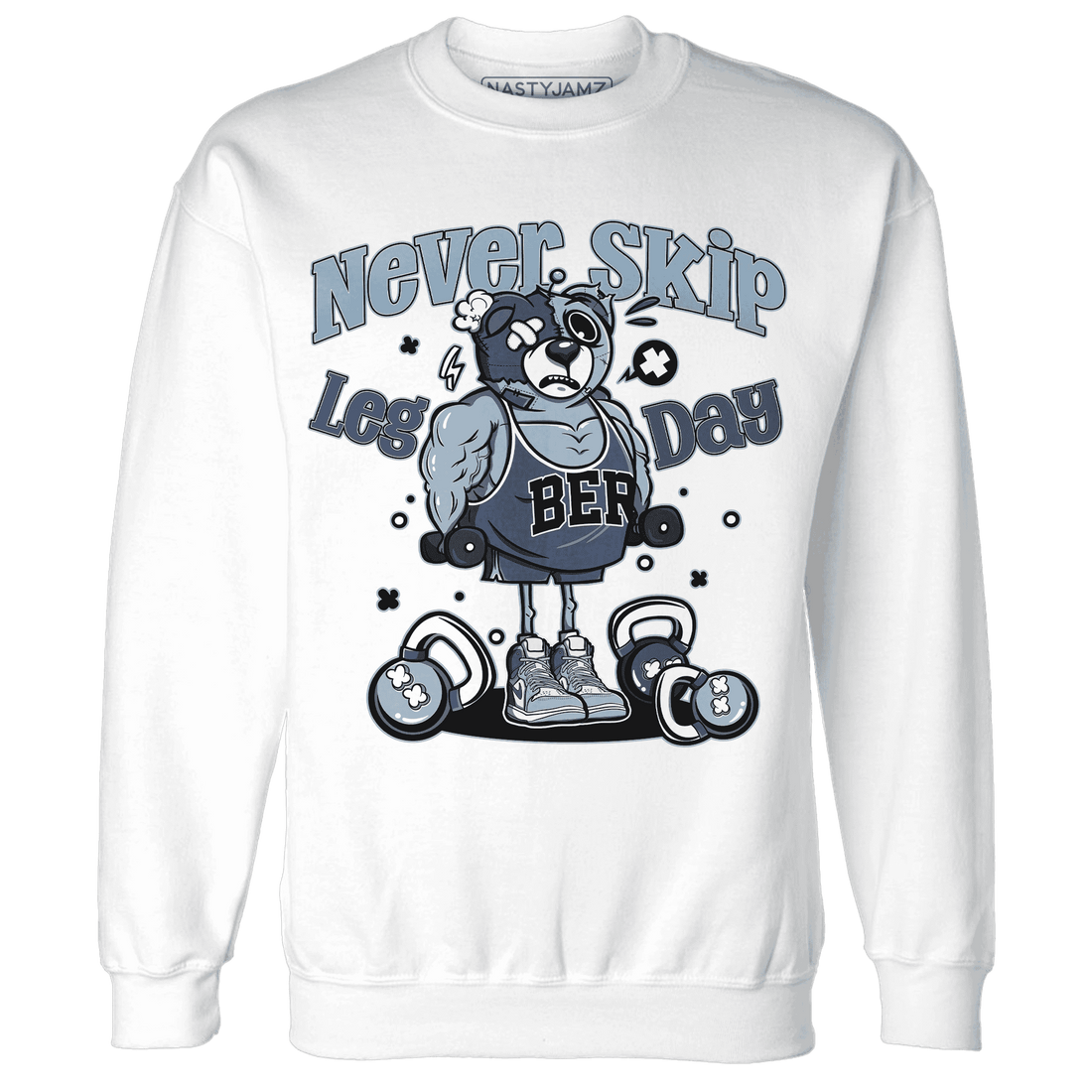 Mid Diffused Blue Grey 1s Sweatshirt Match Leg Day BER - NastyJamz