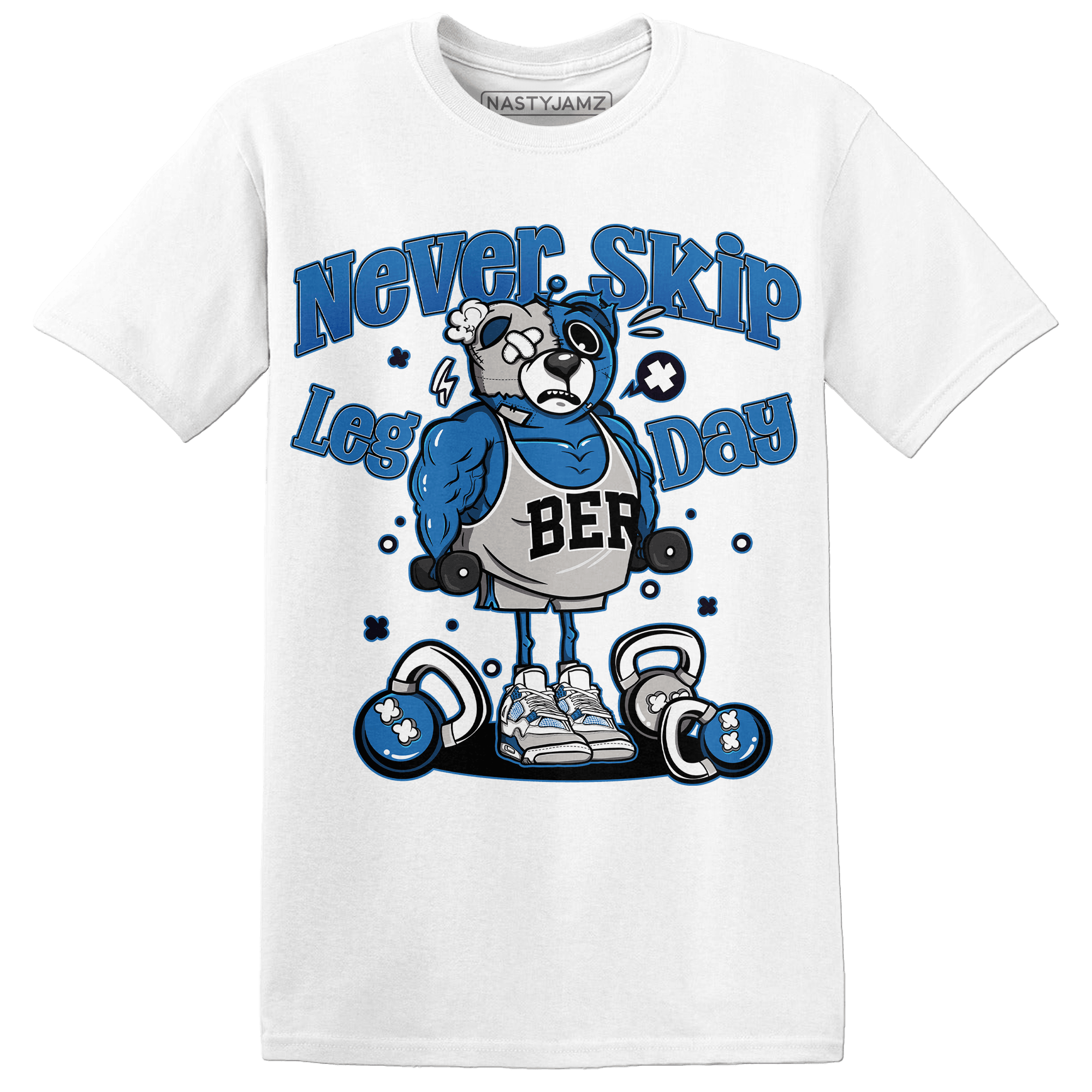 Industrial Blue 4s T Shirt Match Leg Day BER - NastyJamz