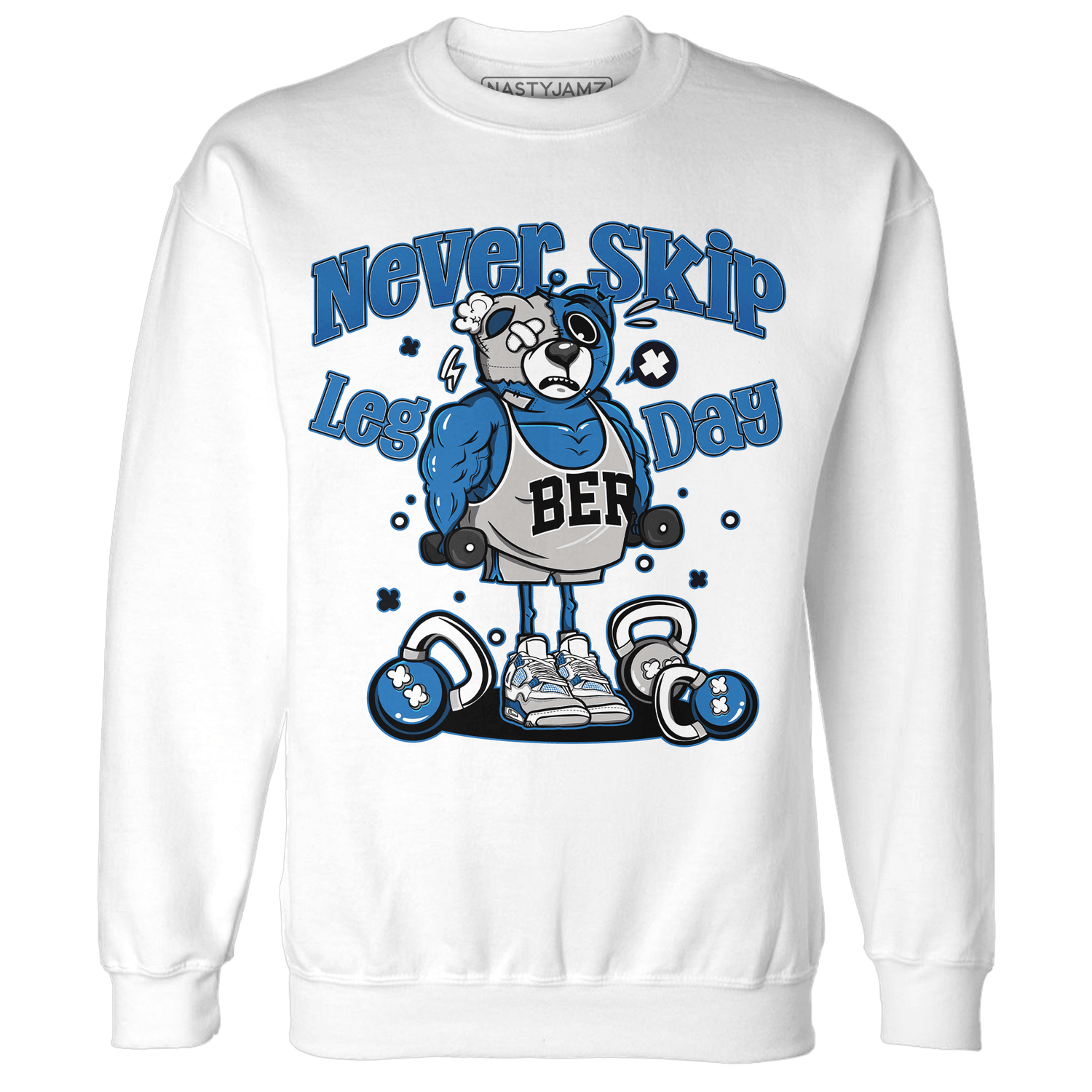 Industrial Blue 4s Sweatshirt Match Leg Day BER - NastyJamz