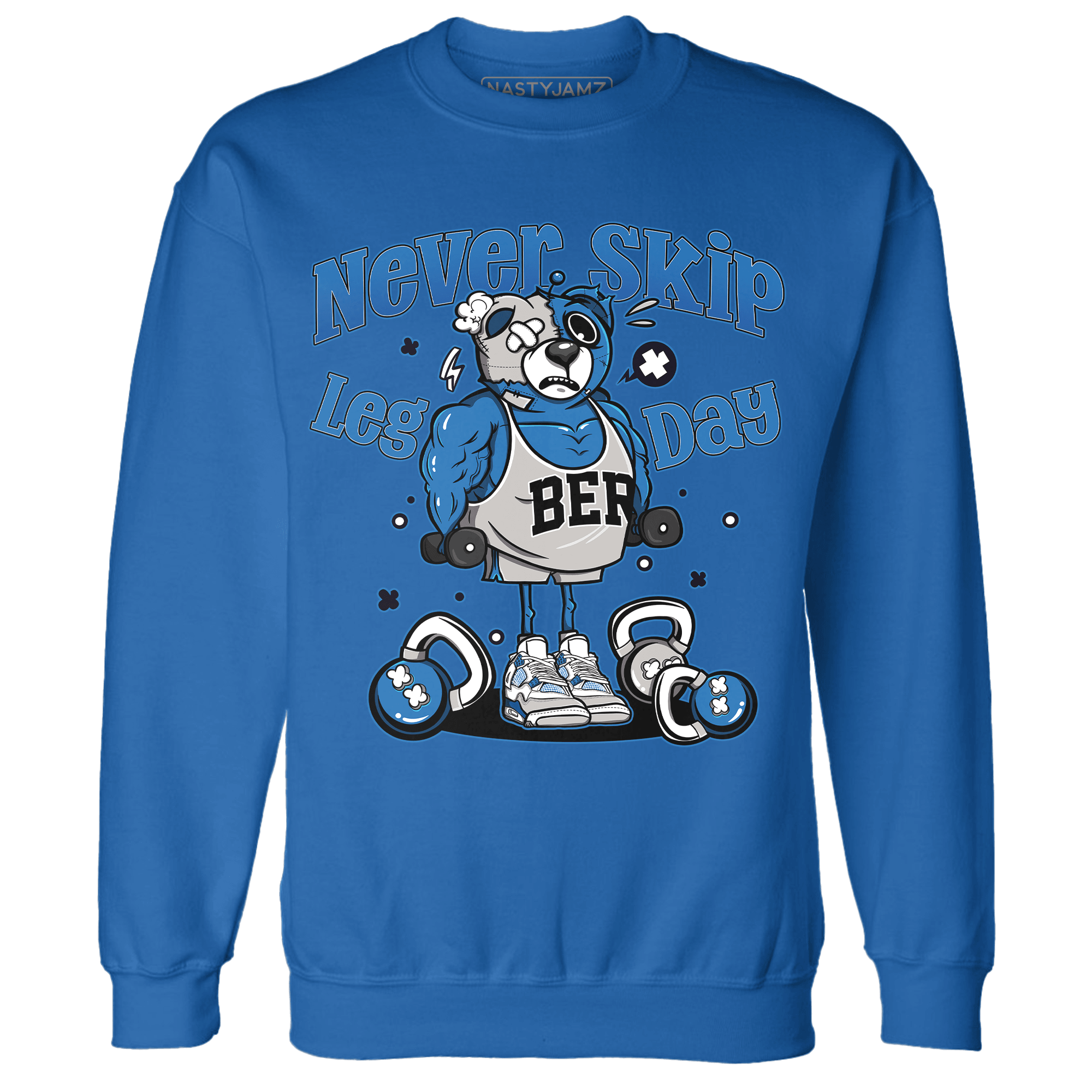 Industrial Blue 4s Sweatshirt Match Leg Day BER - NastyJamz