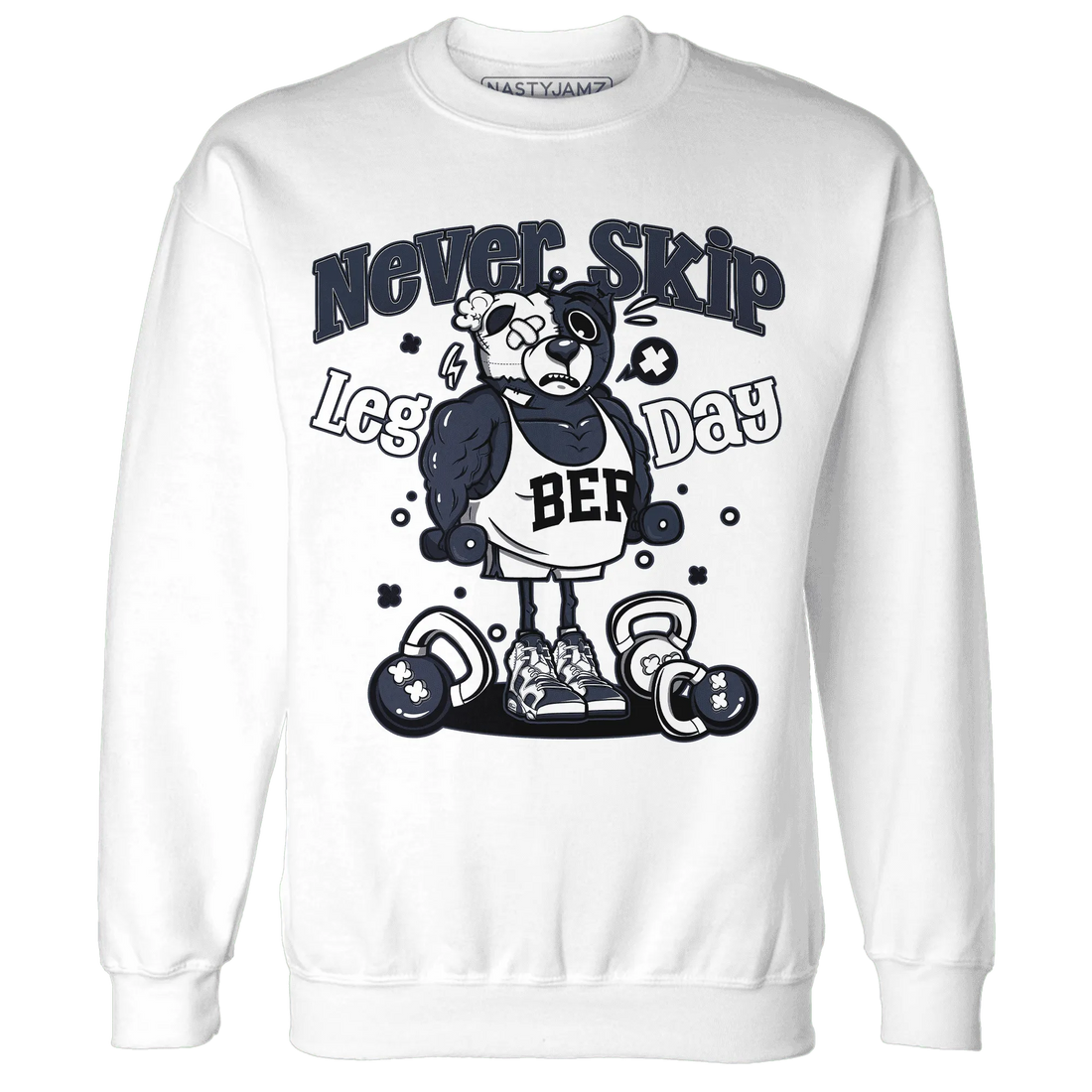 White-Navy-6s-Sweatshirt-Match-Leg-Day-BER