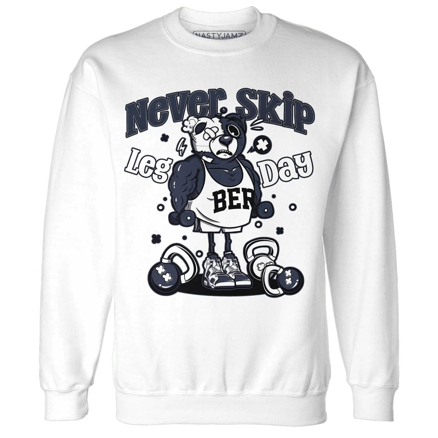 White-Navy-6s-Sweatshirt-Match-Leg-Day-BER