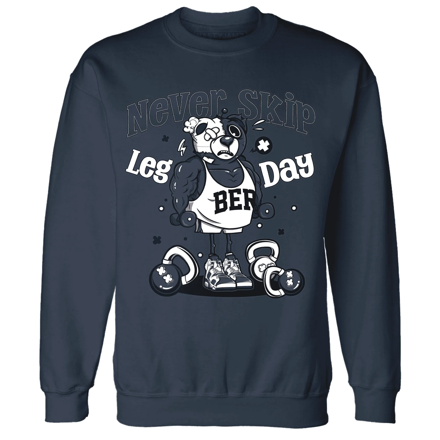 White-Navy-6s-Sweatshirt-Match-Leg-Day-BER