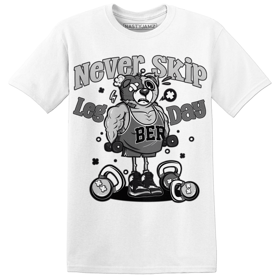 Retro High OG Black White 1s T Shirt Match Leg Day BER - NastyJamz
