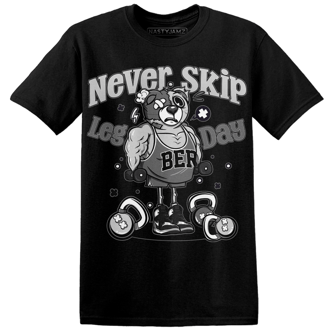 Retro High OG Black White 1s T Shirt Match Leg Day BER - NastyJamz