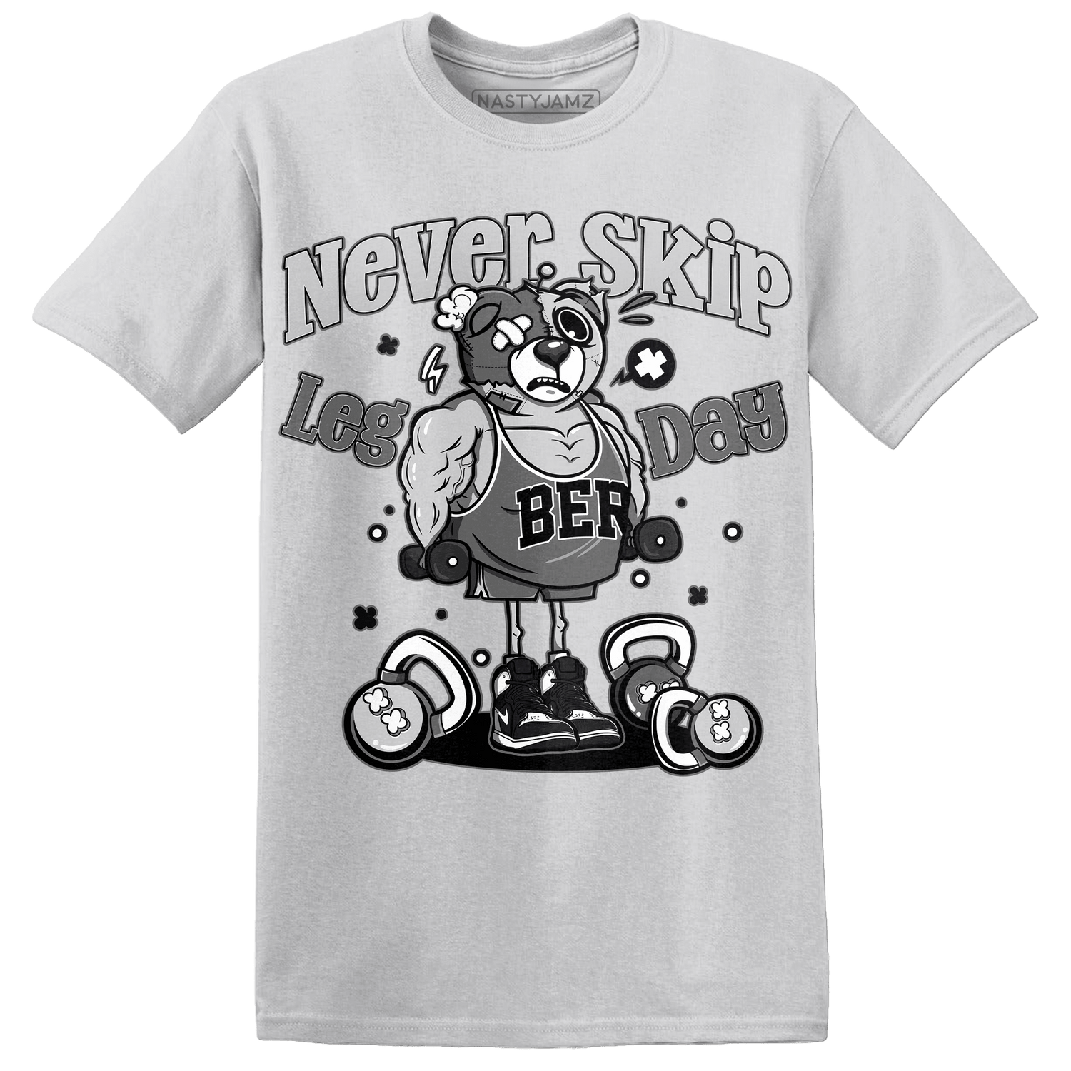 Retro High OG Black White 1s T Shirt Match Leg Day BER - NastyJamz