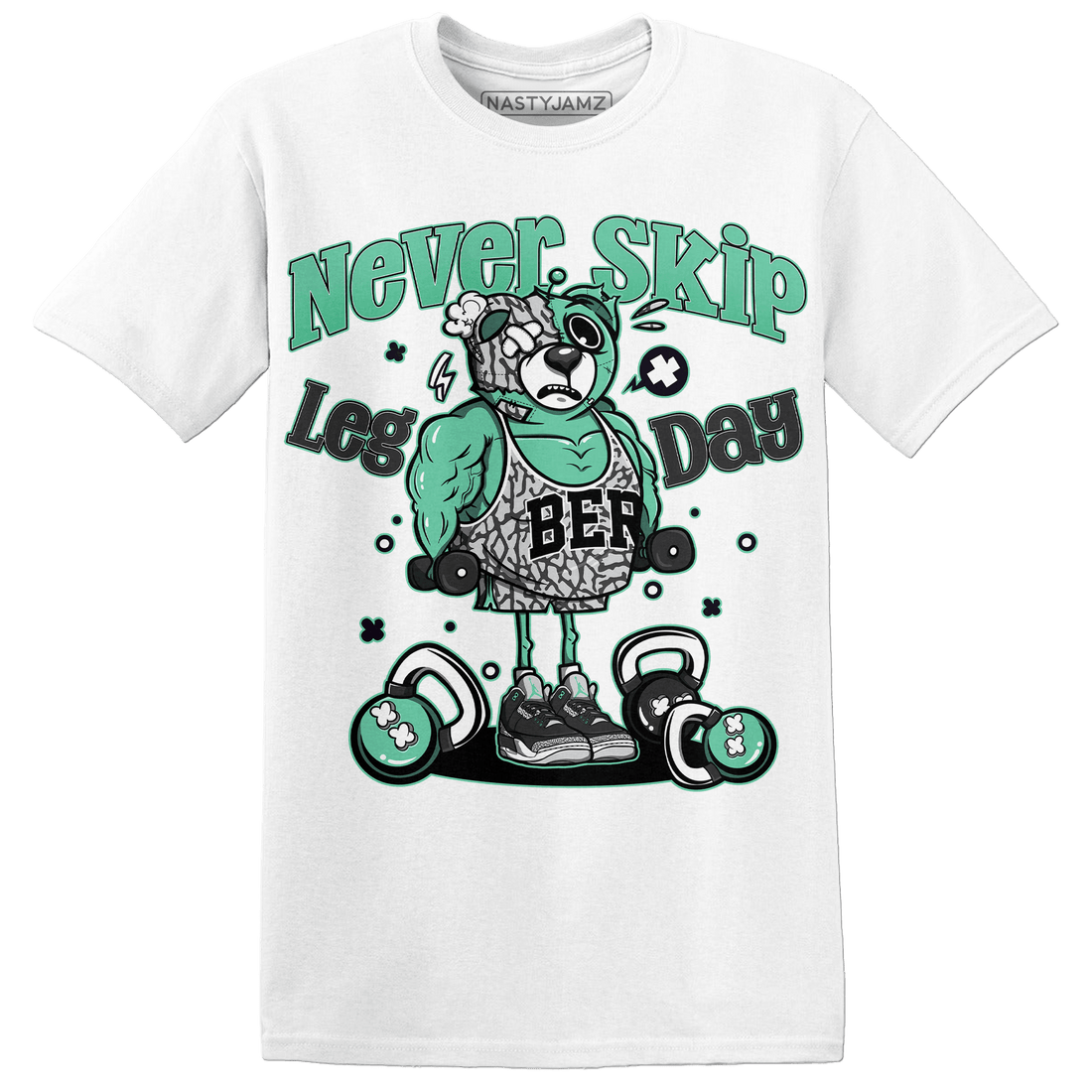 Green Glow 3s T Shirt Match Leg Day BER - NastyJamz