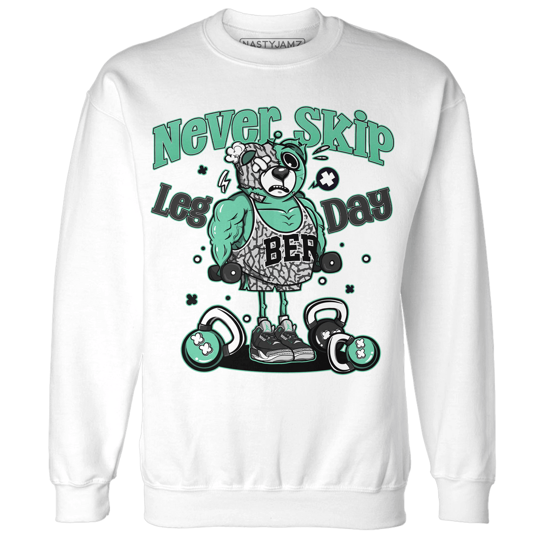 Green Glow 3s Sweatshirt Match Leg Day BER - NastyJamz