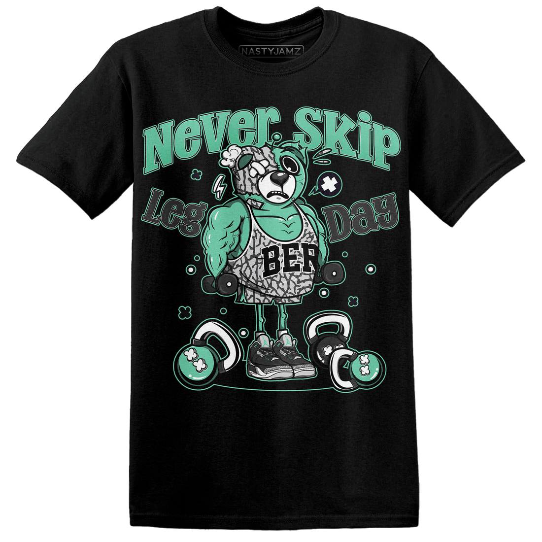 Green Glow 3s T Shirt Match Leg Day BER - NastyJamz
