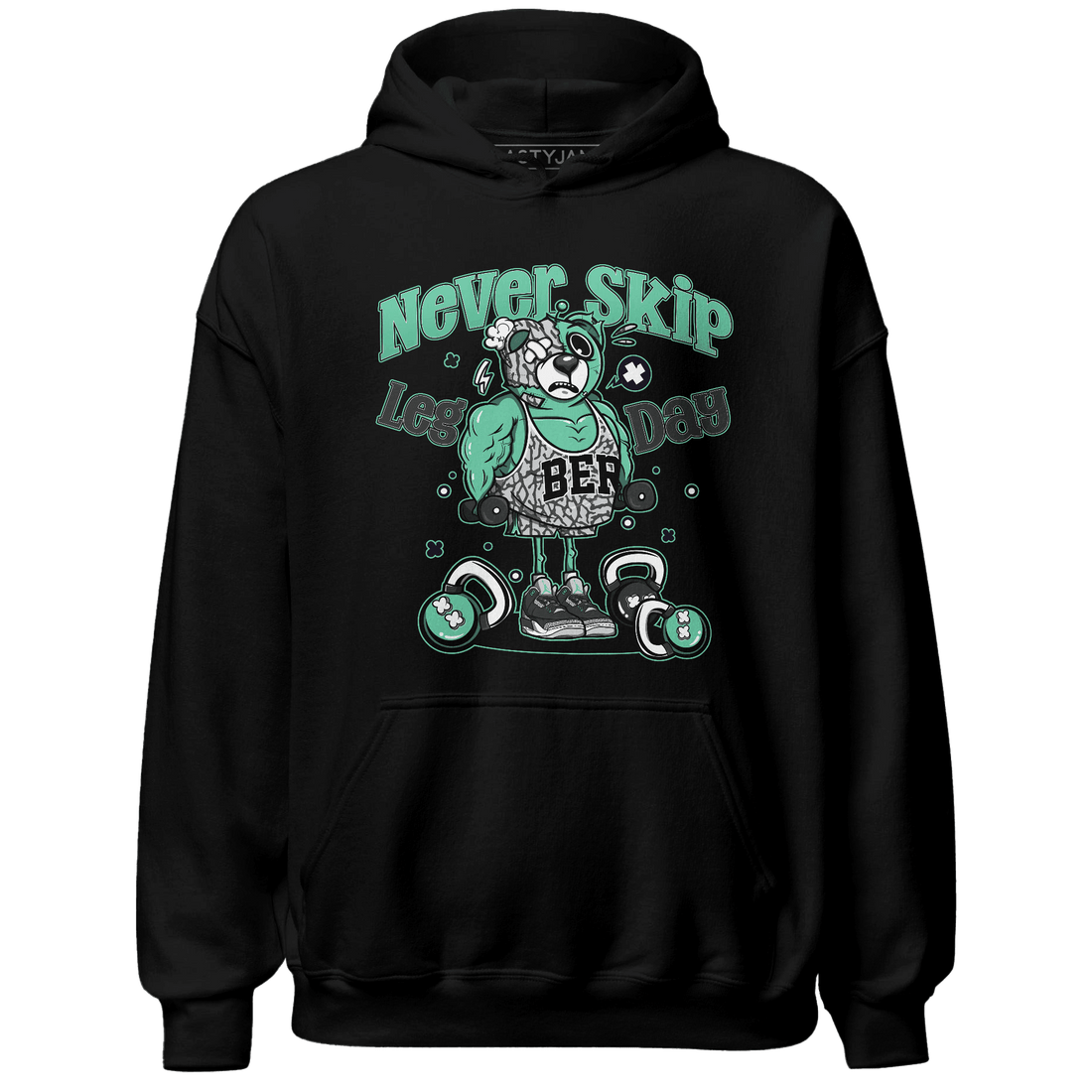 Green Glow 3s Hoodie Match Leg Day BER - NastyJamz