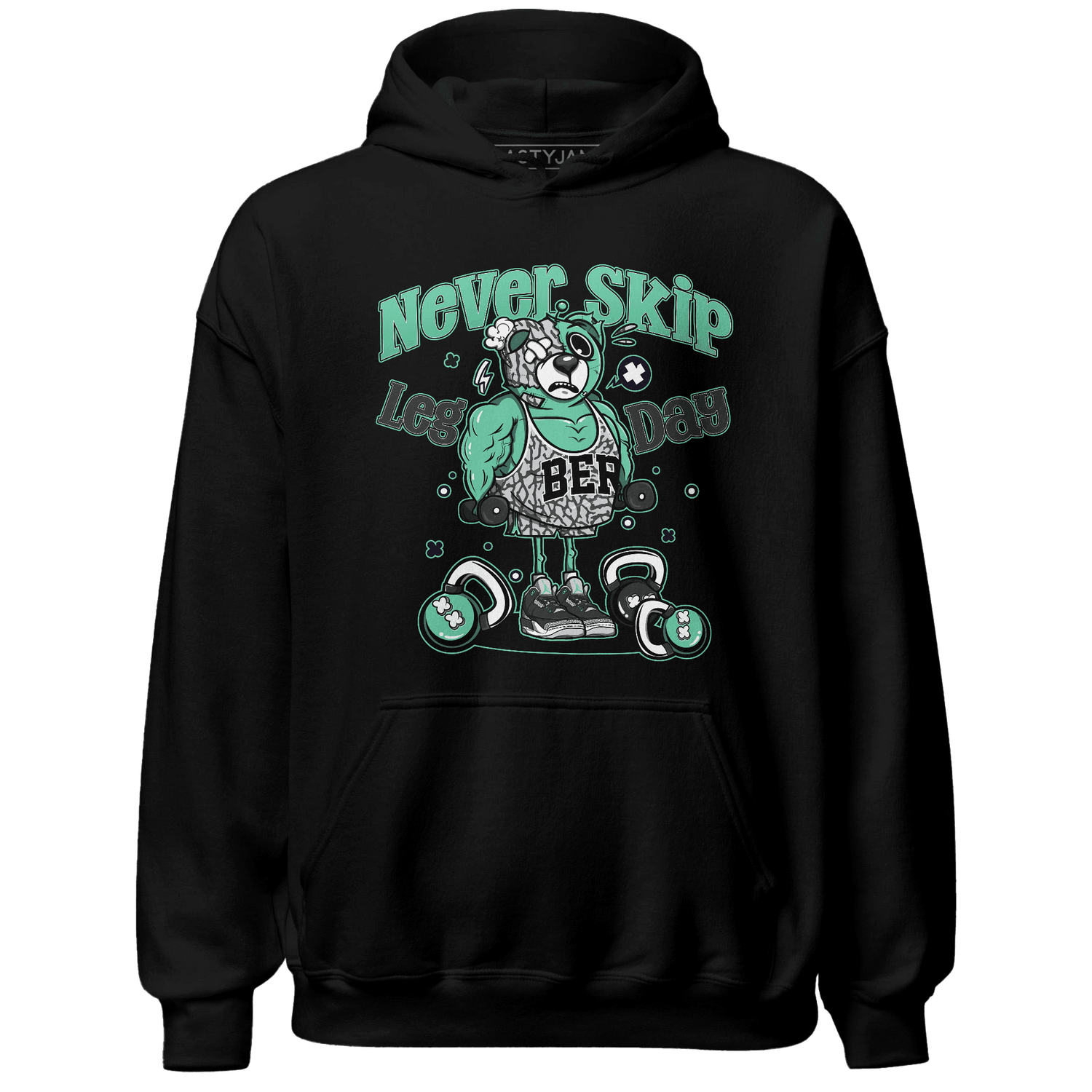 Green Glow 3s Hoodie Match Leg Day BER - NastyJamz